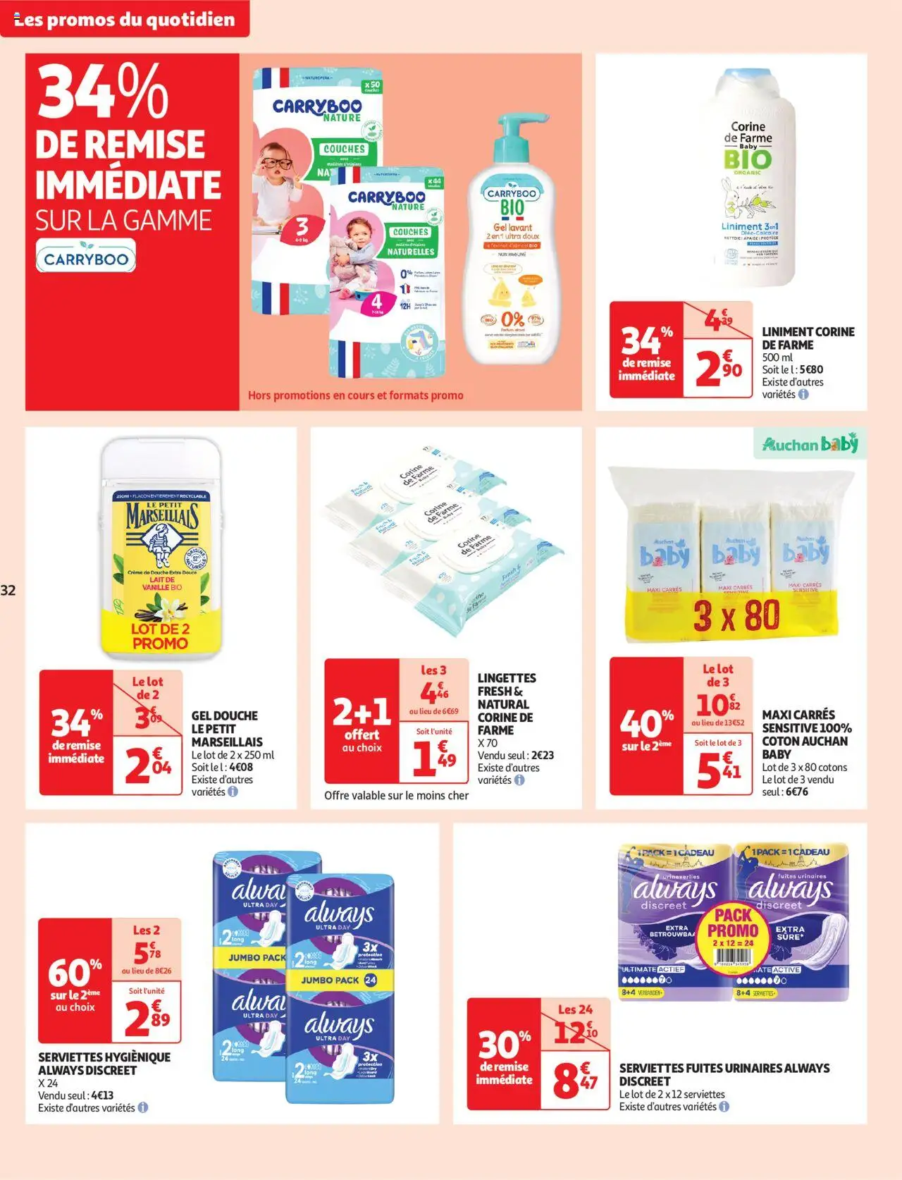  | Page: 32 | Produits: Couches, Coton, Douche, Lait