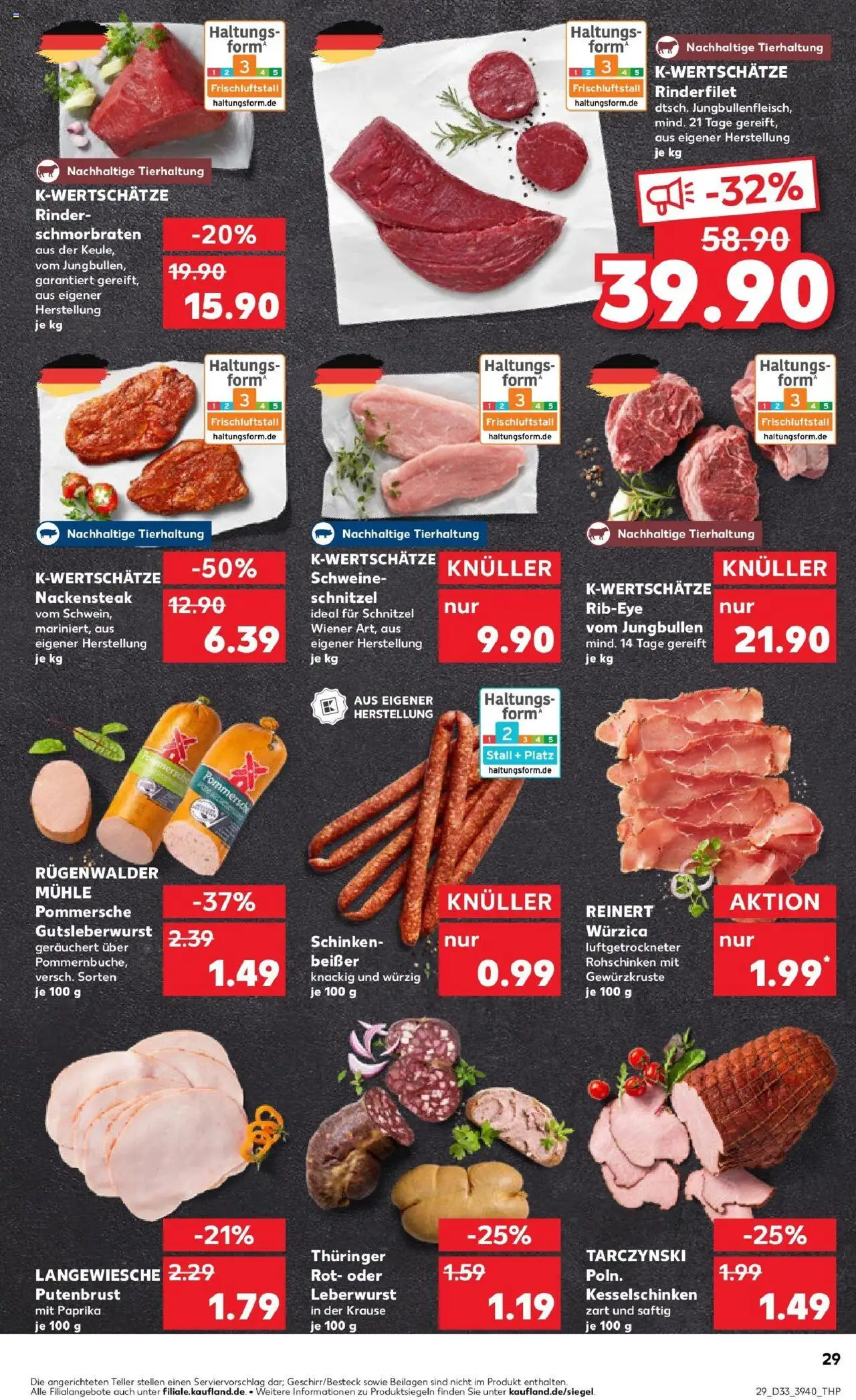 Kaufland prospekt Dresden	 - gültig ab dem 14.08.2025 | Seite: 29 | Produkte: Rinderfilet, Schnitzel, Paprika, Schinken