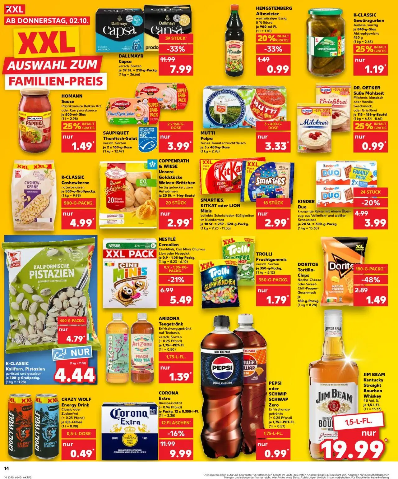 Kaufland prospekt Stuttgart	 – gültig ab 05.10.2025 | Seite: 14 | Produkte: Jim beam, Paprika, Kekse, Dallmayr capsa