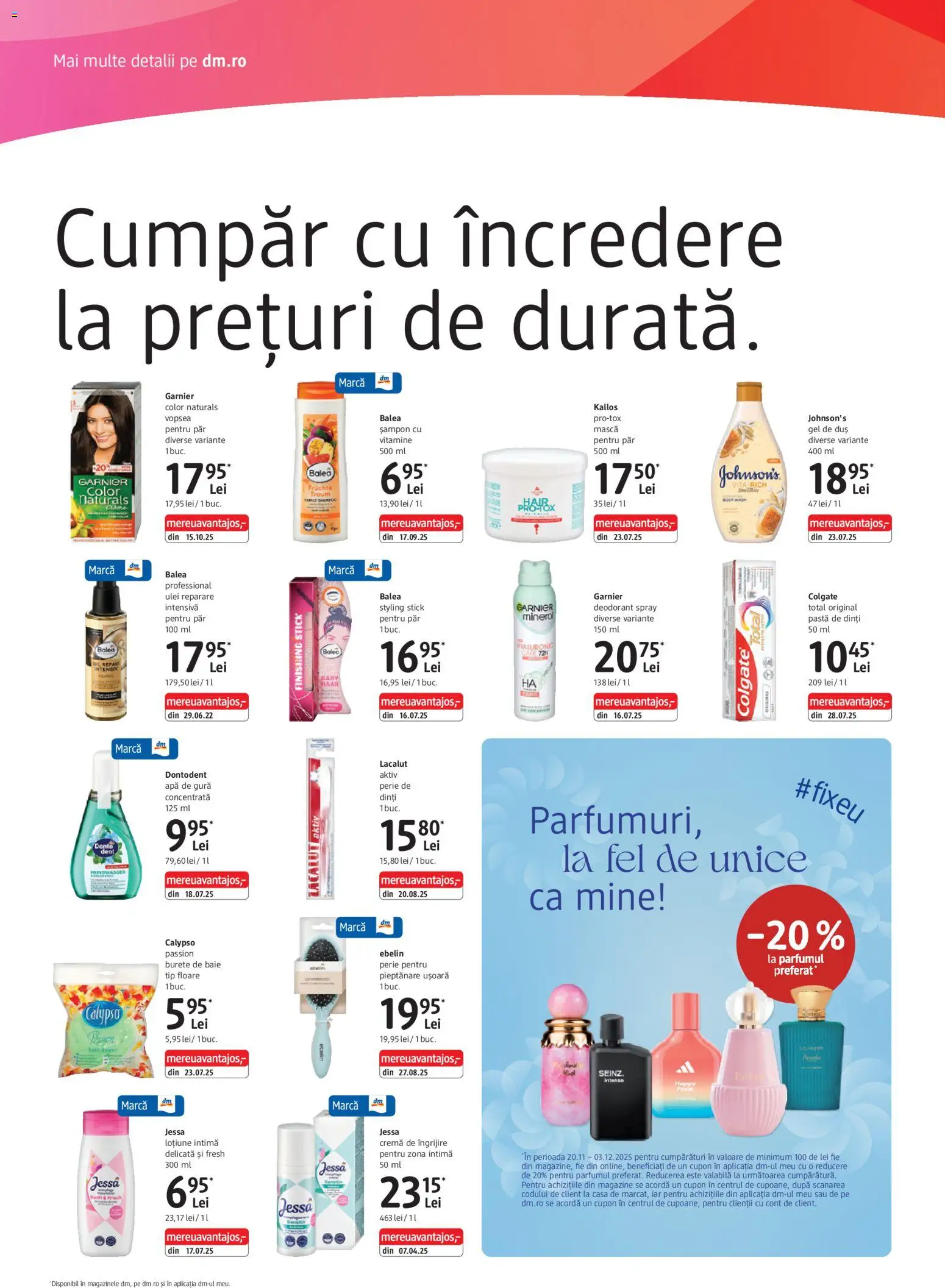 Noul catalog DM drogeriemarkt – valabil de la 20.11.2025 | Pagină: 2 | Produse: Vitamine pentru păr, Perie, Cremă, Burete de baie