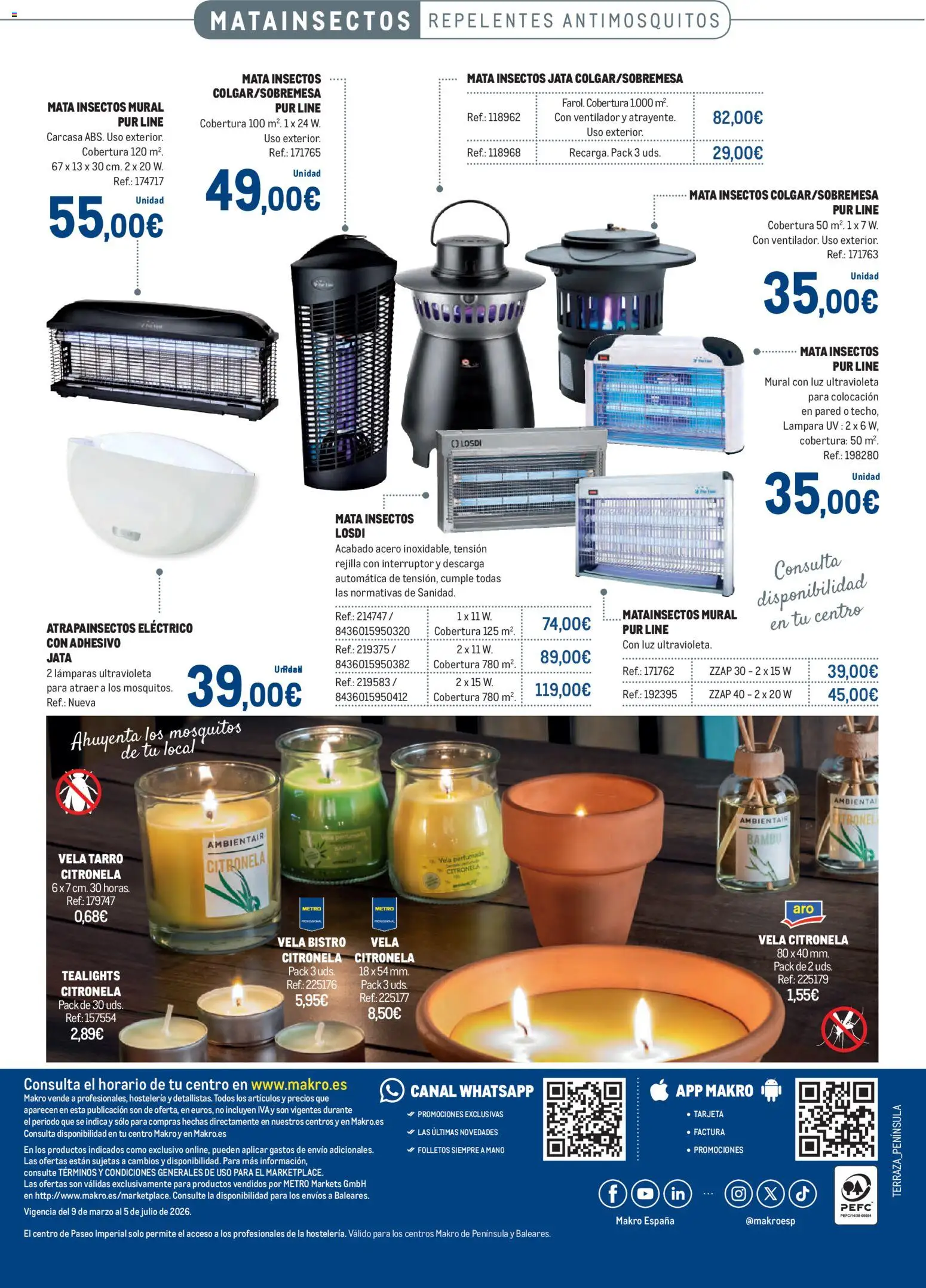 Makro - Especial Terrazas │ válido desde el 09.03.2026 | Página: 60 | Productos: Vela, Ventilador, Απορρυπαντικό ρούχων σε σκόνη, Lámpara