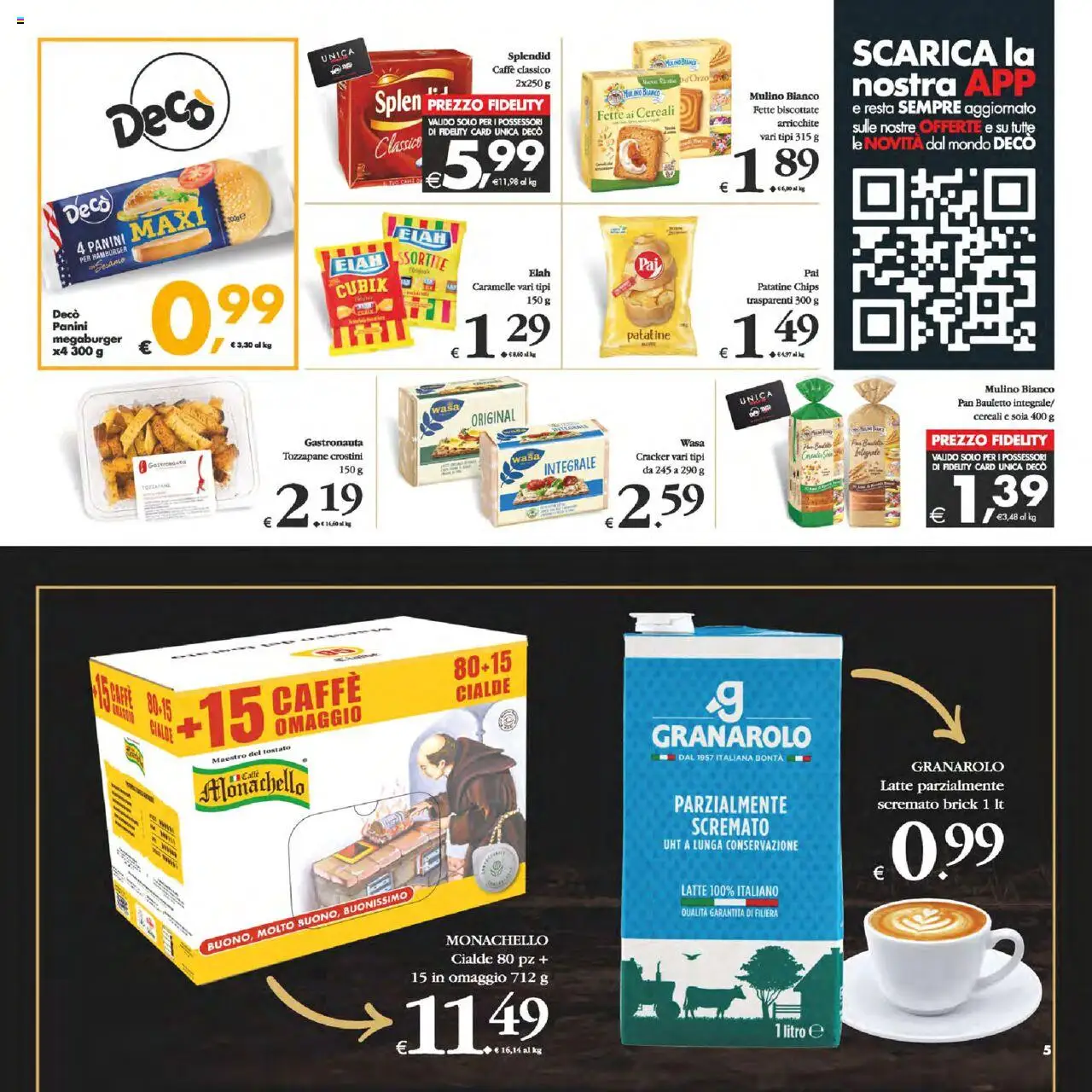 Volantino Decò del 02.09.2025 | Pagina: 5 | Prodotti: Caffè, Cereali, Patatine, Hamburger