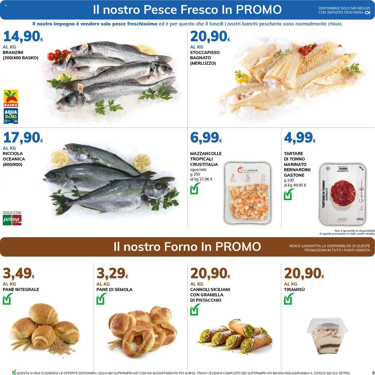 Volantino Basko del 10.03.2026 | Pagina: 9 | Prodotti: Pane, Pesce, Mazzancolle, Tonno