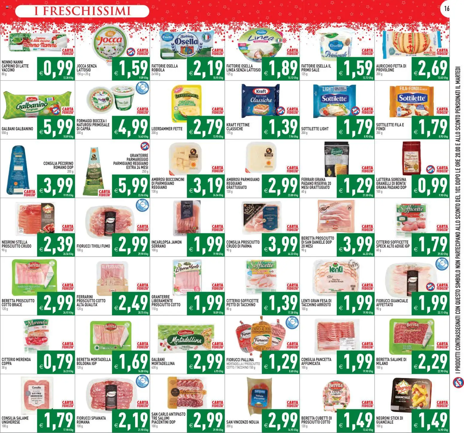 Volantino PIM Supermercati del 16.12.2025 | Pagina: 16 | Prodotti: Arrosto, Sale, Mortadella, Parmigiano