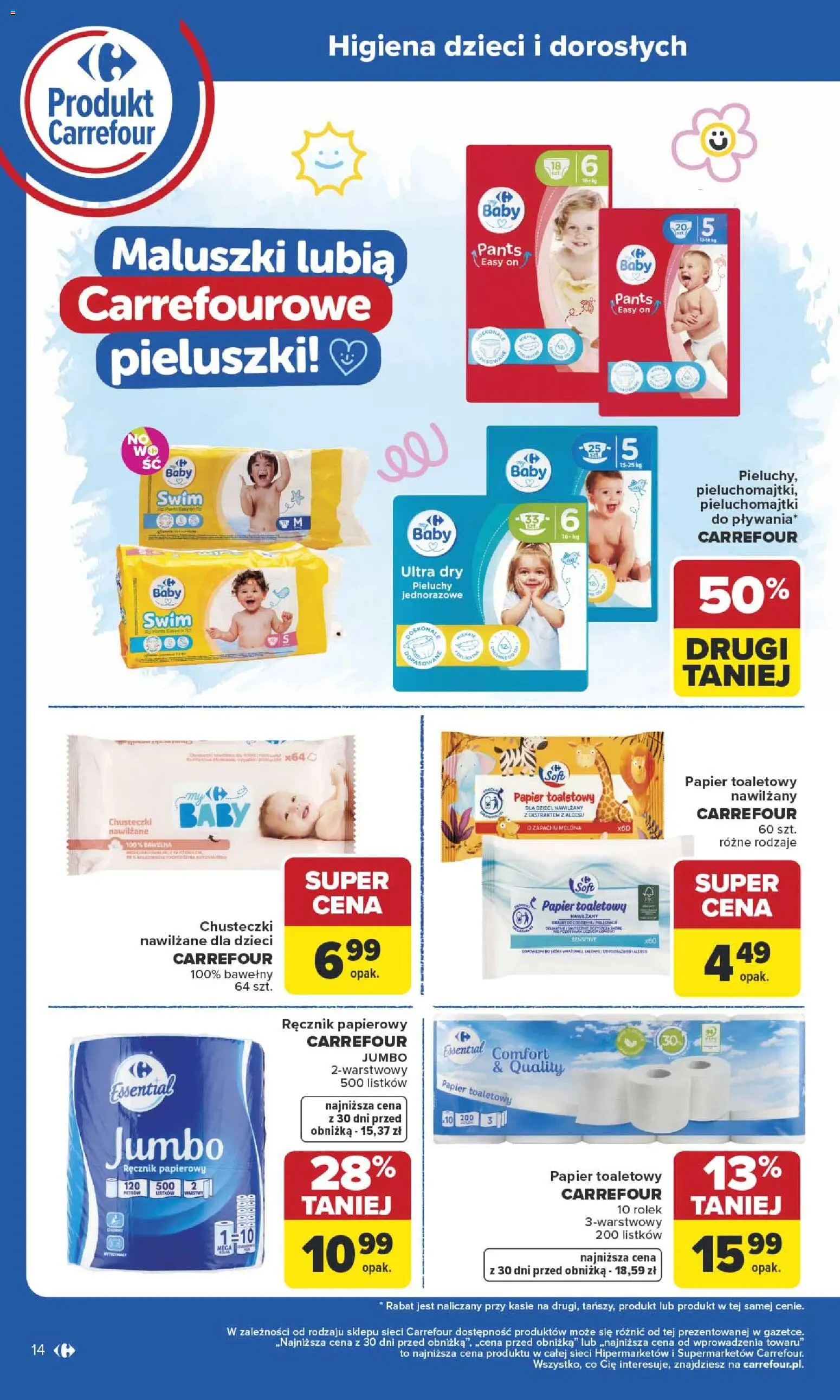 Carrefour Gazetka - Wybierz Jakość W Najlepszej Cenie od 19.01.2026 | Strona: 14 | Produkty: Papier toaletowy, Pieluchomajtki, Ręcznik papierowy
