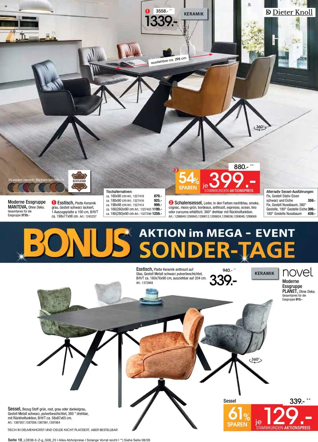 Zurbrüggen Prospekt Bonus Sonder-Tage - gültig ab dem 02.08.2025 | Seite: 18 | Produkte: Essgruppe, Sessel, Tisch, Stativ