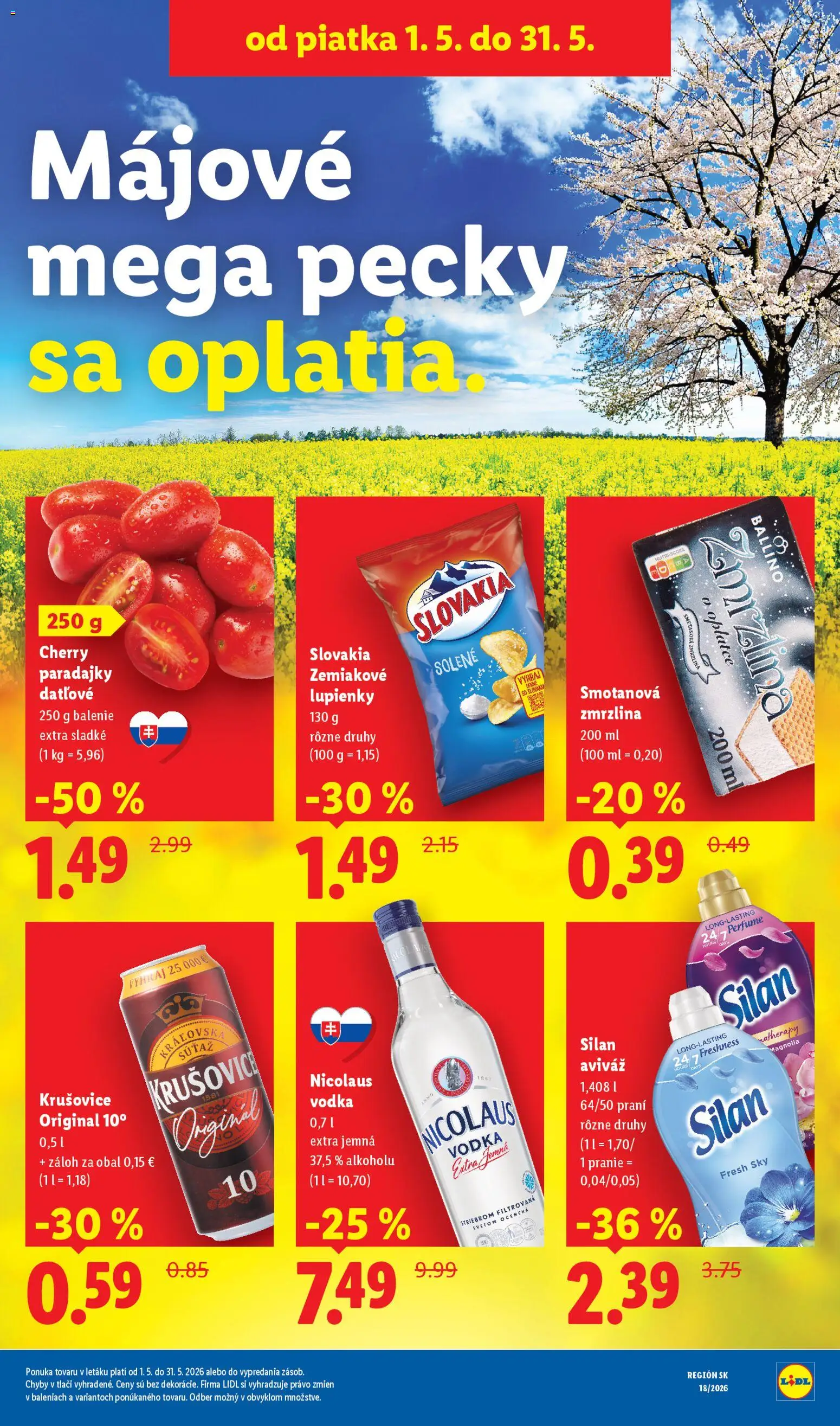 Nové Lidl akcie – leták je platný od 27.04.2026 | Strana: 86 | Produkty: Paradajky, Zmrzlina, Krušovice, Nicolaus vodka