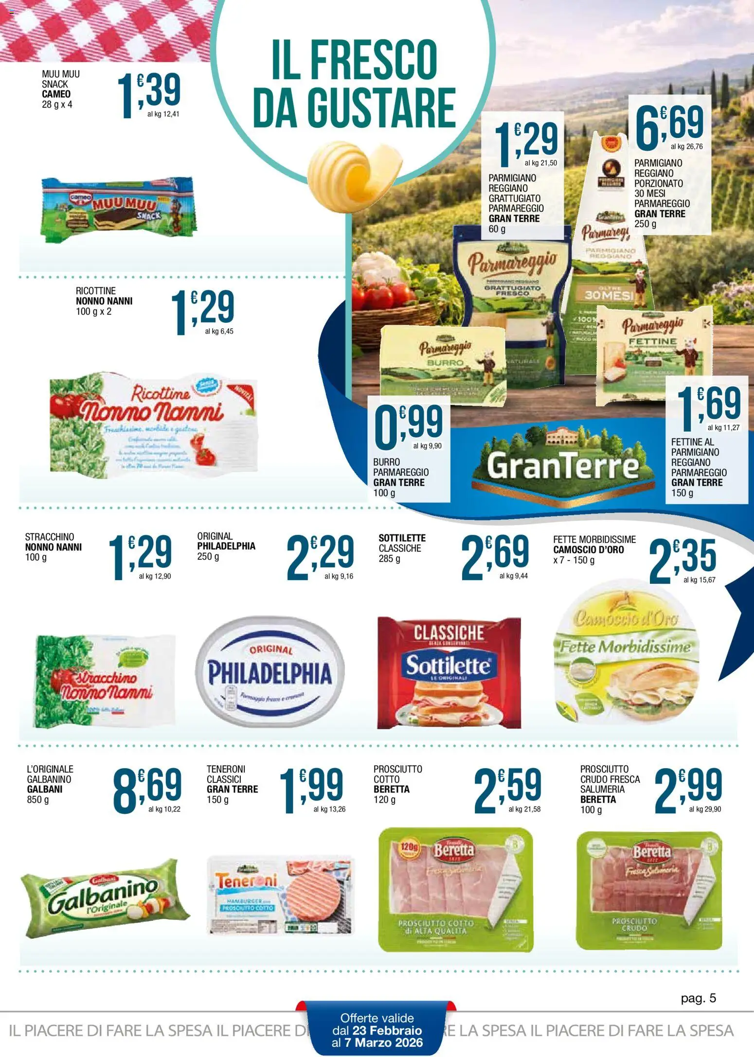 Volantino Sidis del 23.02.2026 | Pagina: 5 | Prodotti: Prosciutto, Burro, Tonno, Parmigiano reggiano