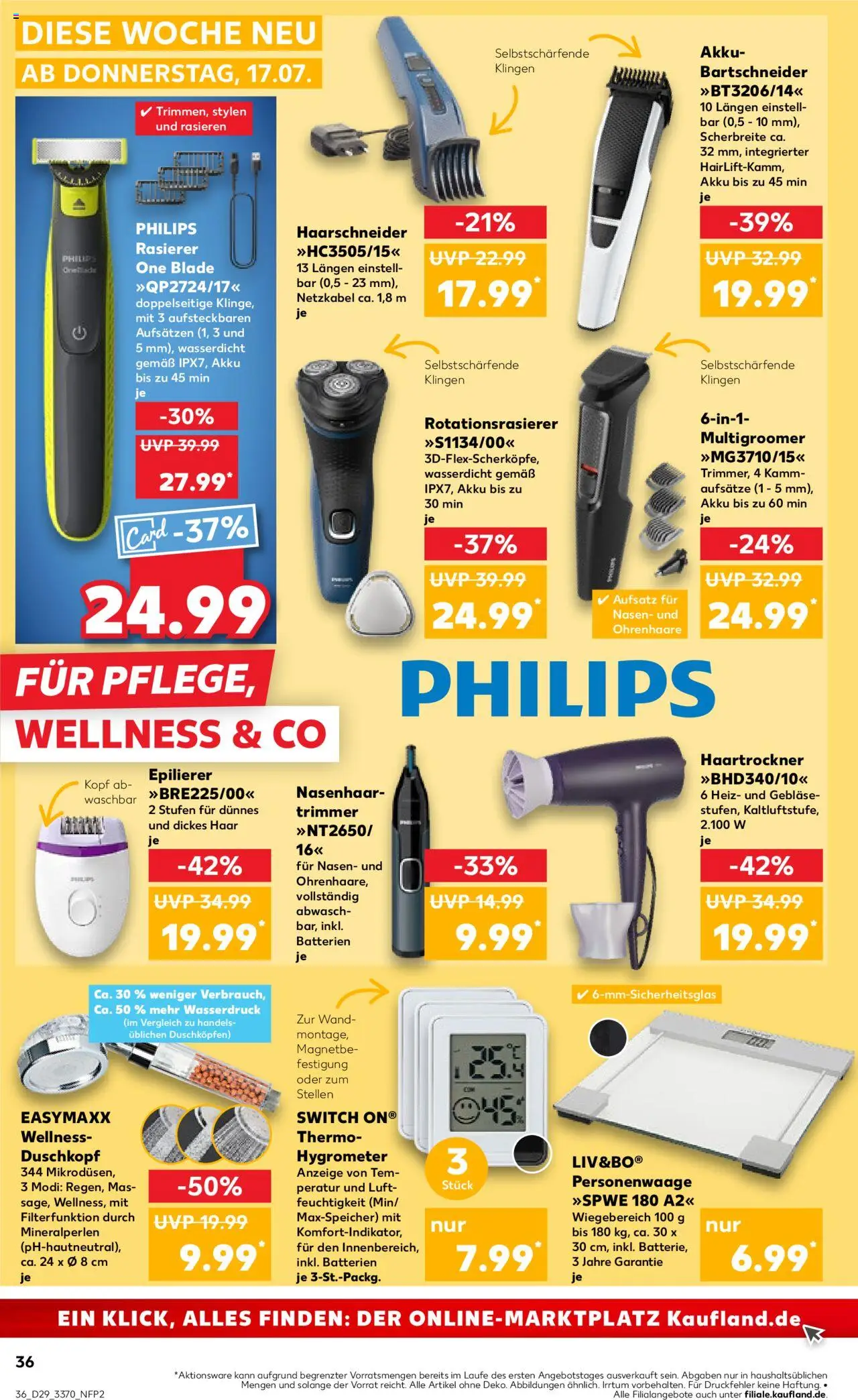 Kaufland prospekt Frankfurt (Oder)	 - gültig ab dem 17.07.2025 | Seite: 36 | Produkte: Rasierer, Epilierer, Haartrockner, Duschkopf