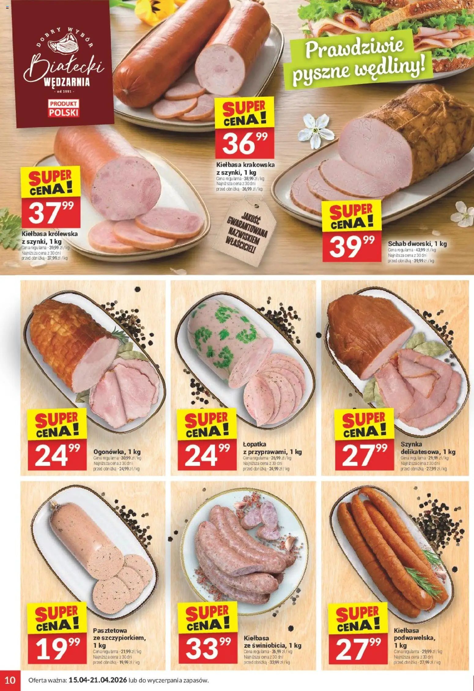 Twój Market gazetka od 15.04.2026 | Strona: 10 | Produkty: Kiełbasa, Schab, Szynka, Wędliny
