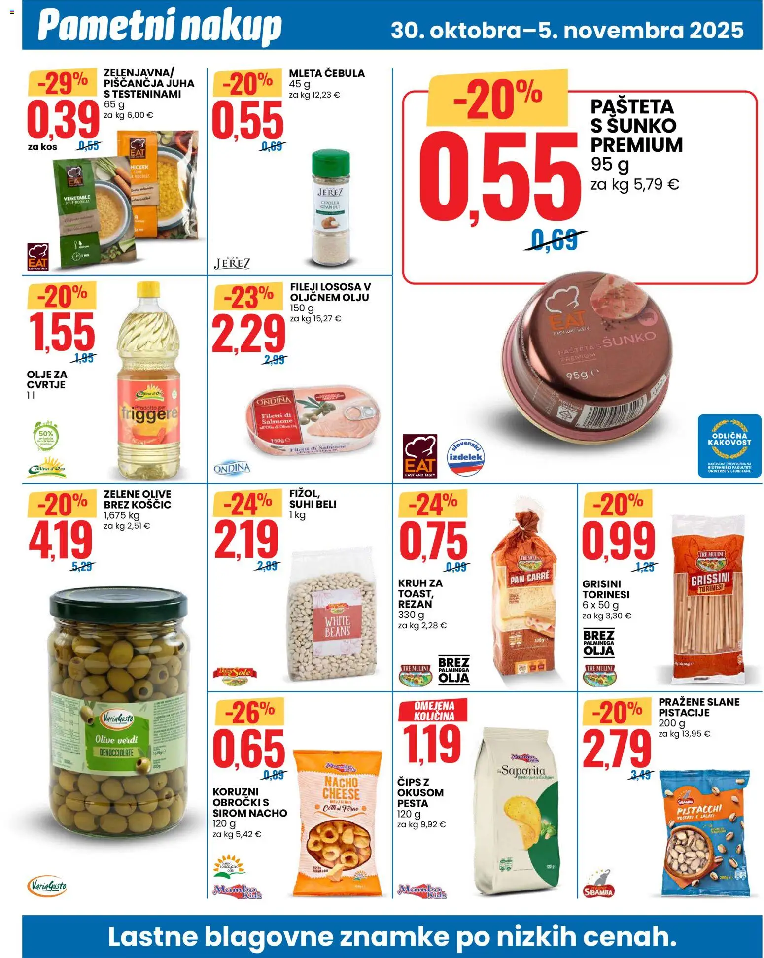 Novi Eurospin katalog ponudbe – veljaven od 30.10.2025 | Stran: 10 | Izdelki: Toast, Pašteta, Olive, Olje