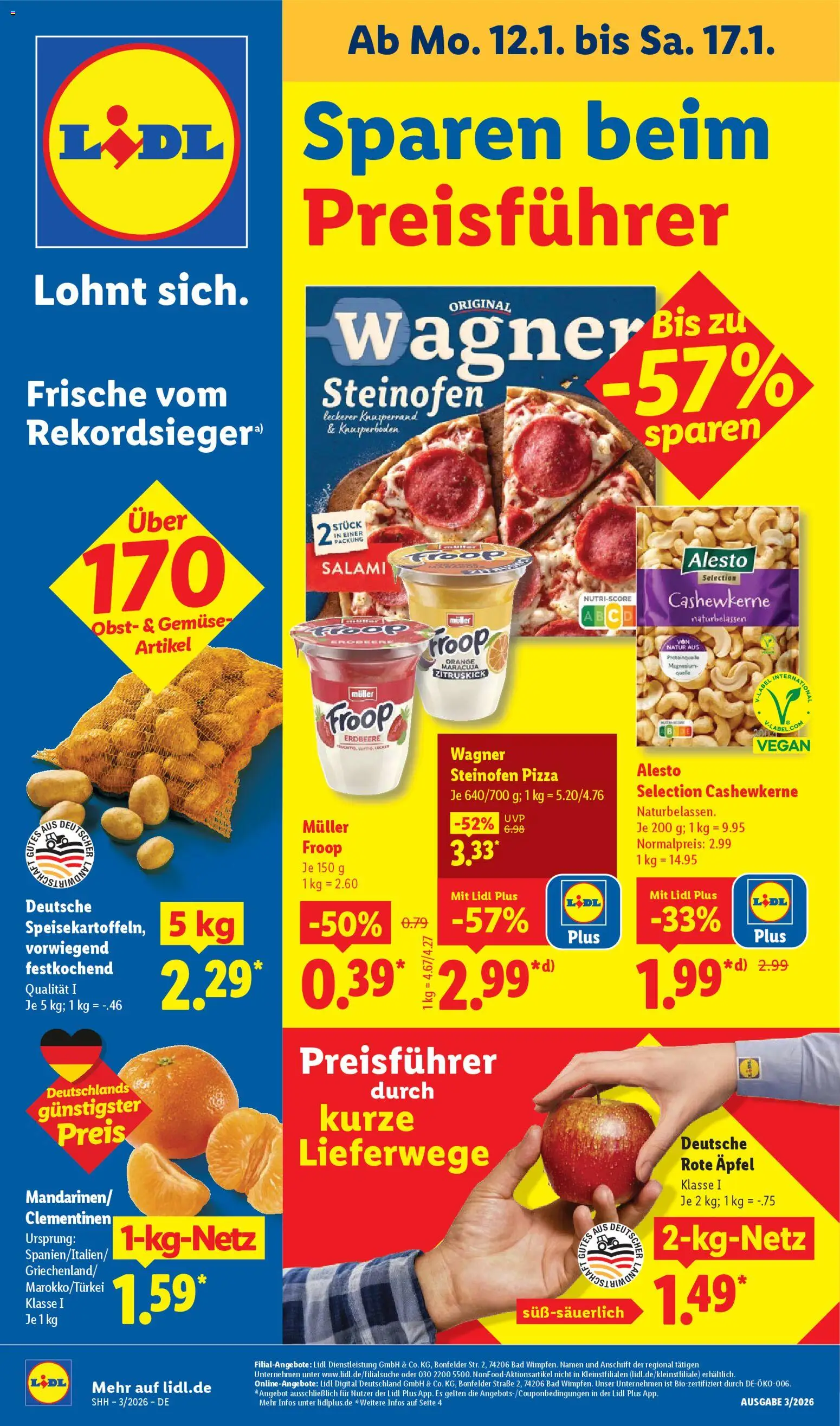 Lidl - Prospekt – gültig ab 12.01.2026 | Seite: 1 | Produkte: Bad, Äpfel, Obst, Salami