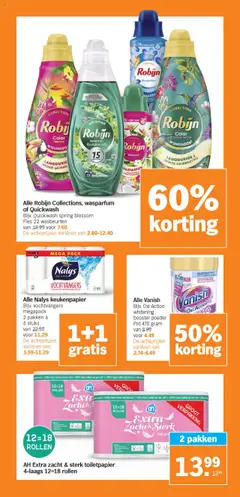 Alle Robijn Collections, wasparfum of Quickwash, Bijv. Quickwash spring blossom Fles 22 wasbeurten De actieprijzen variëren van 2.80-12.40 - Voorbeeld van een folder van Albert Heijn, geldig van 13.10.2025 | Pagina: 31