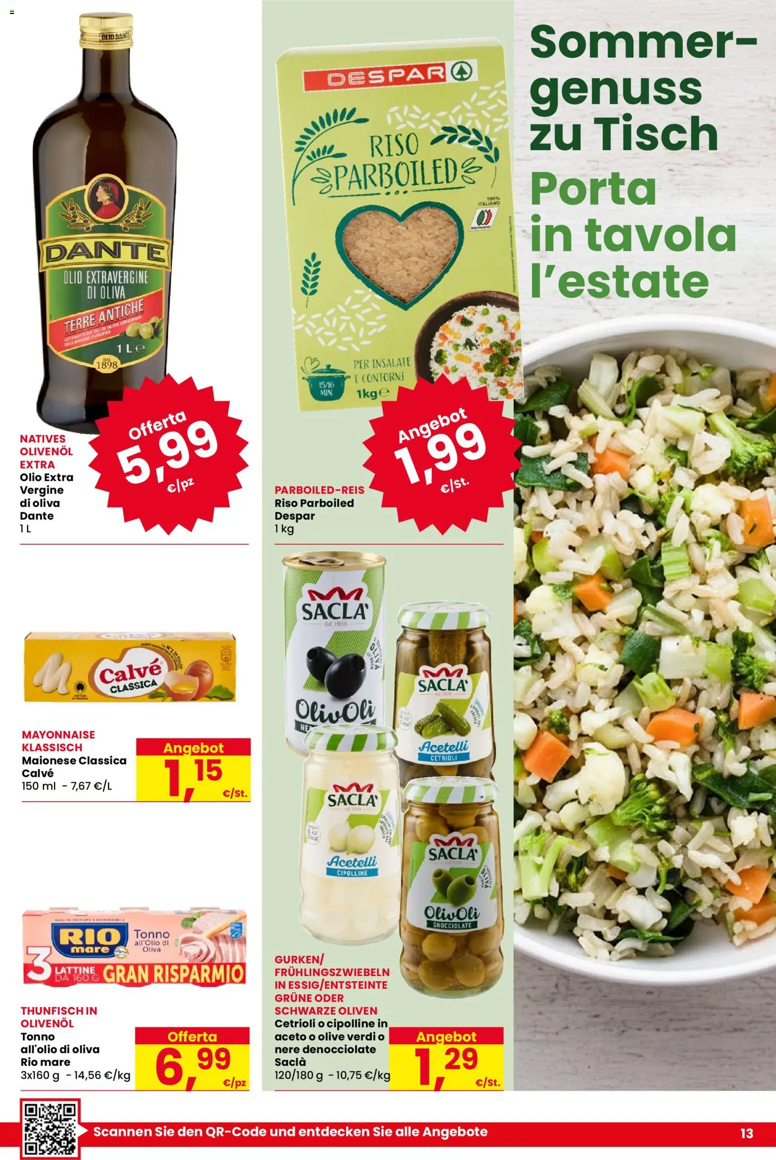 Volantino Despar del 21.04.2026 | Pagina: 13 | Prodotti: Olio, Olive, Olio extra vergine, Cipolline