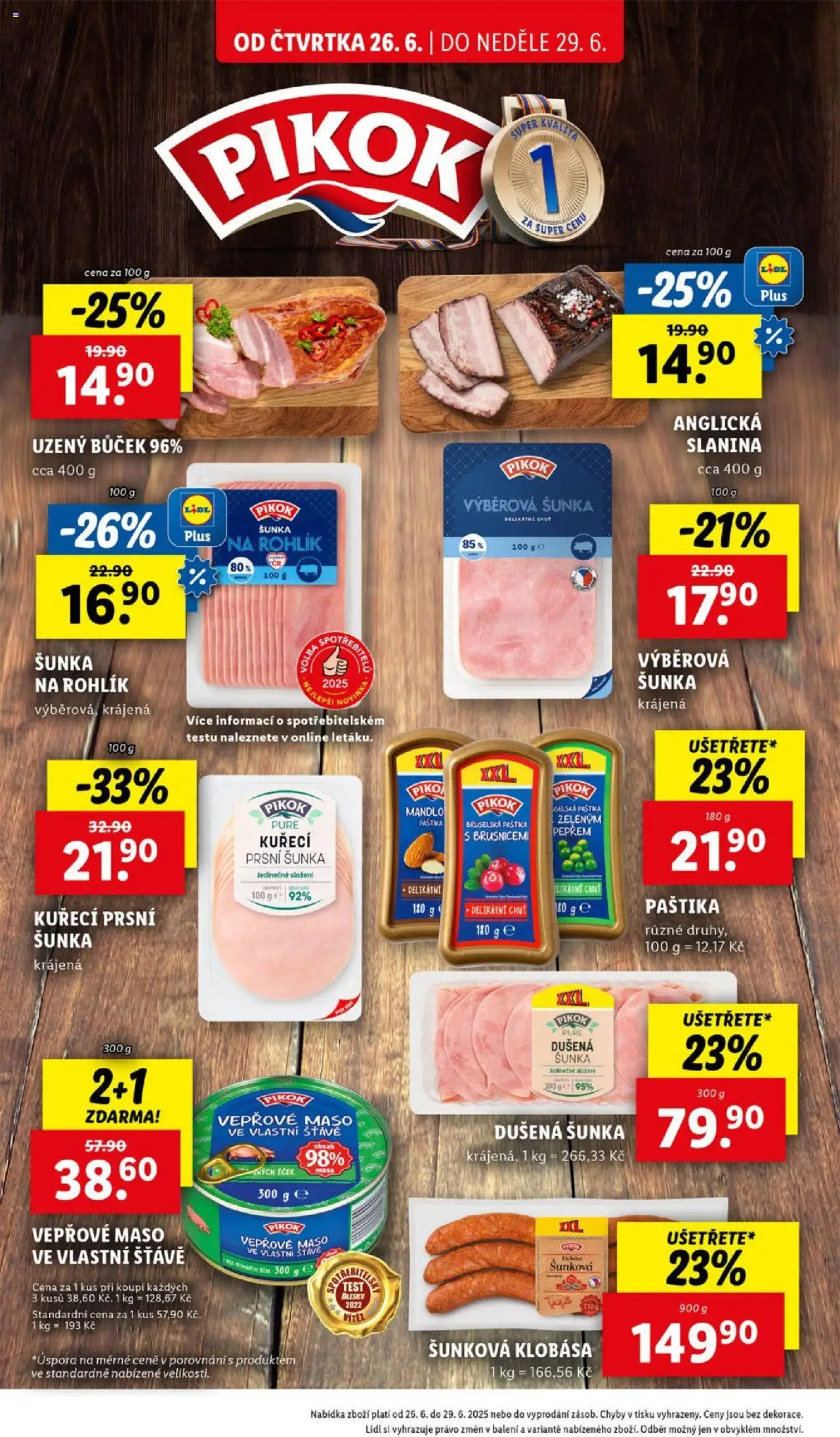 Lidl leták od 26.06.2025 | Strana: 14 | Produkty: Rohlík, Bůček, Maso, Paštika
