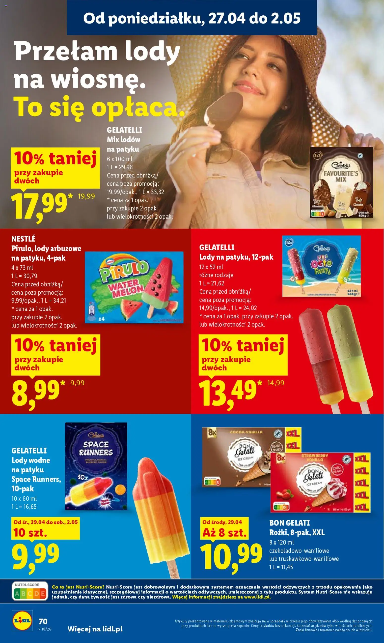 Lidl gazetka od 29.04.2026 | Strona: 70 | Produkty: Melon, Lody