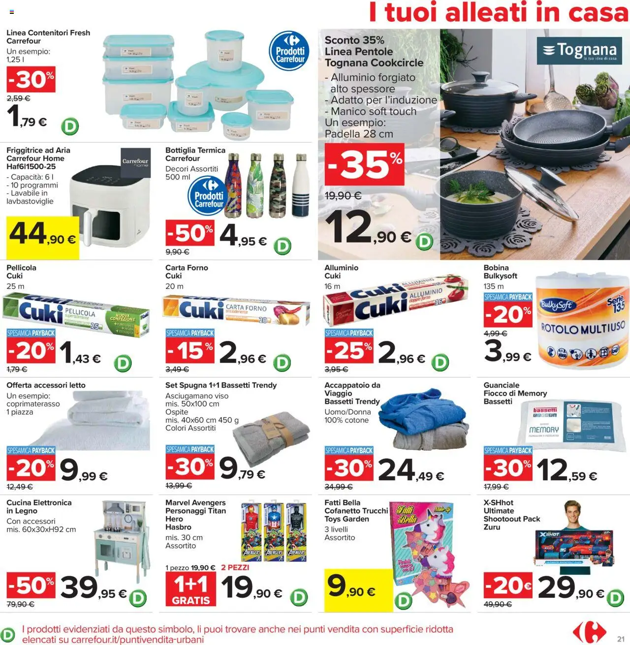 Volantino Carrefour del 20.10.2025 | Pagina: 21 | Prodotti: Friggitrice ad aria, Pellicola, Carta forno, Asciugamano
