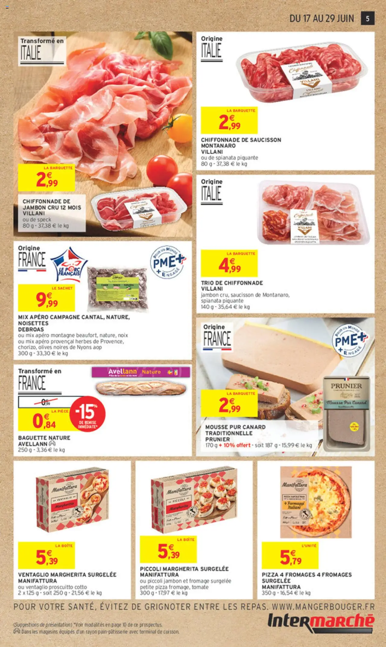  | Page: 21 | Produits: Saucisson, Jambon Cru, Noisettes, Fromage