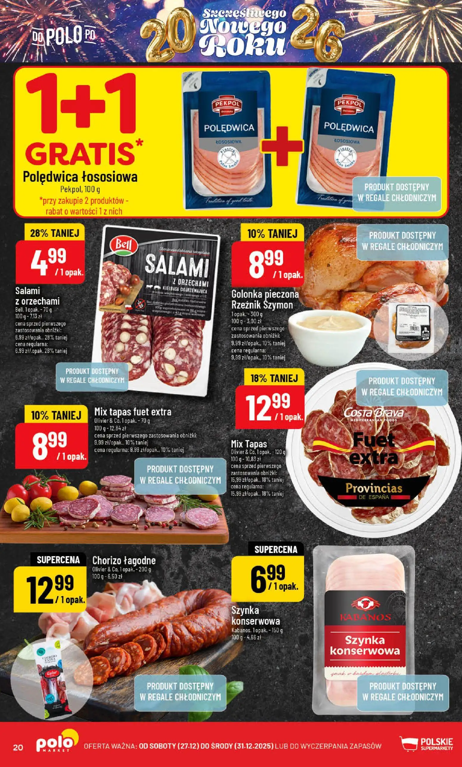 POLOmarket Gazetka od 27.12.2025 | Strona: 20 | Produkty: Bell, Szynka, Fuet, Salami