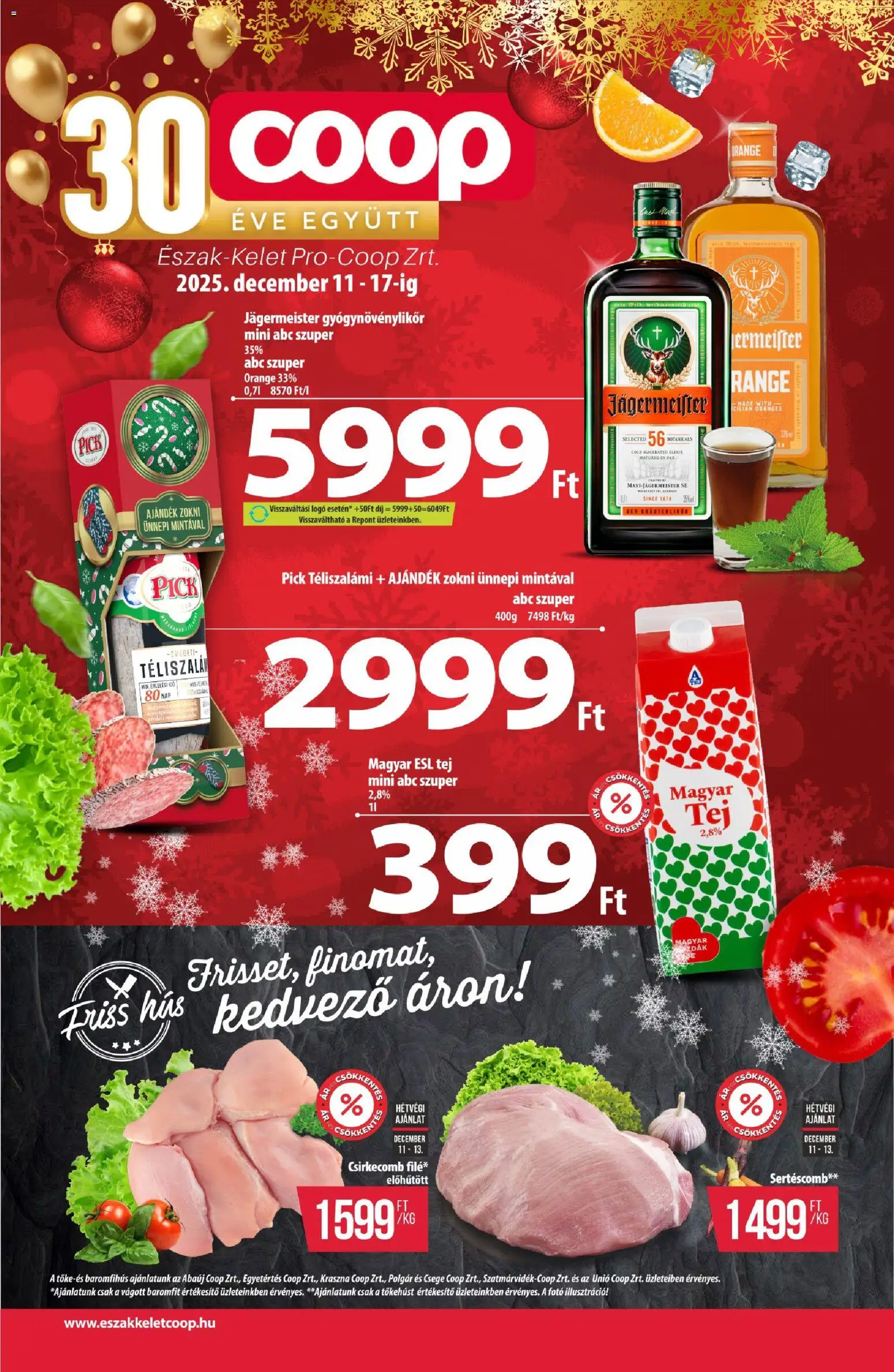 COOP akciós ujság - amely érvényes a következő dátumtól: 11.12.2025 | Oldal: 1 | Termékek: Pick téliszalámi, Pick, Téliszalámi, Zokni