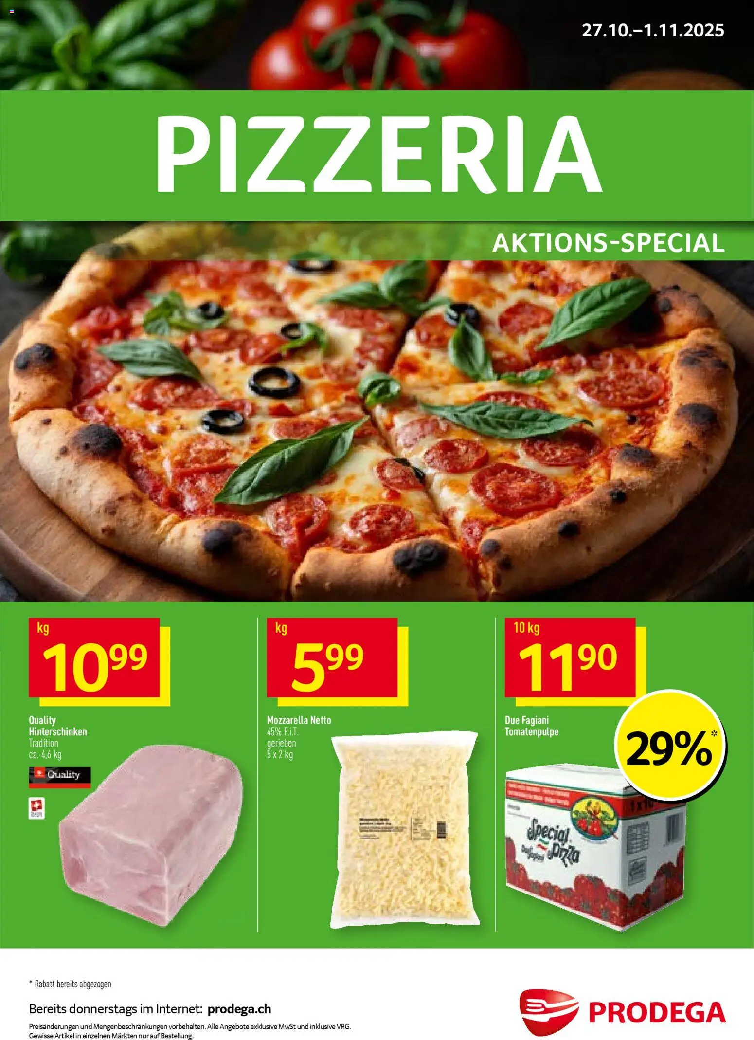 Prodega Aktionen Pizzeria – gültig ab 27.10.2025 | Seite: 1 | Produkte: Pizza