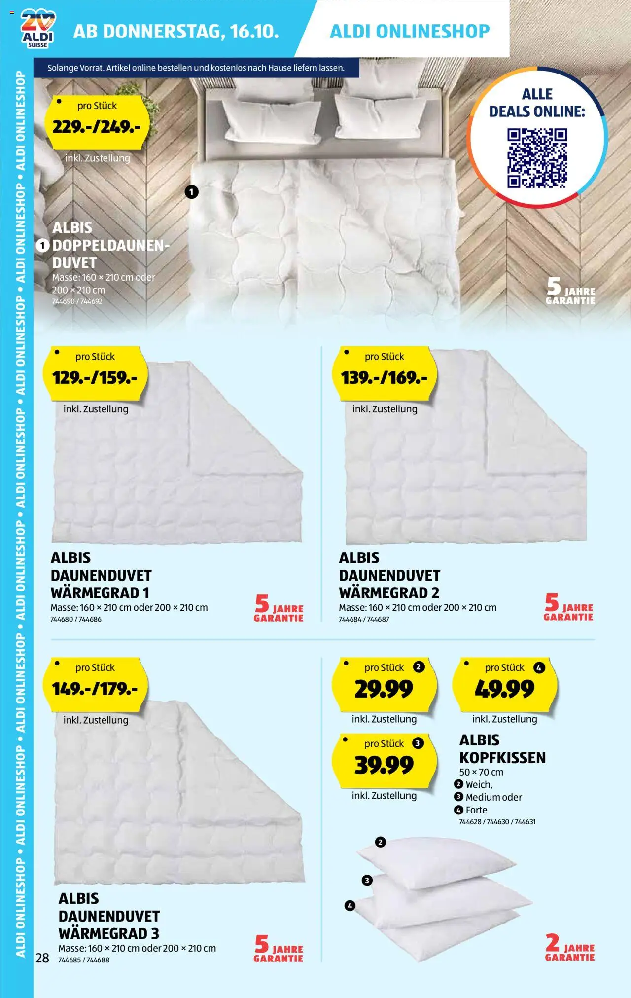 Aldi Aktionen – gültig ab 16.10.2025 | Seite: 29 | Produkte: Kopfkissen