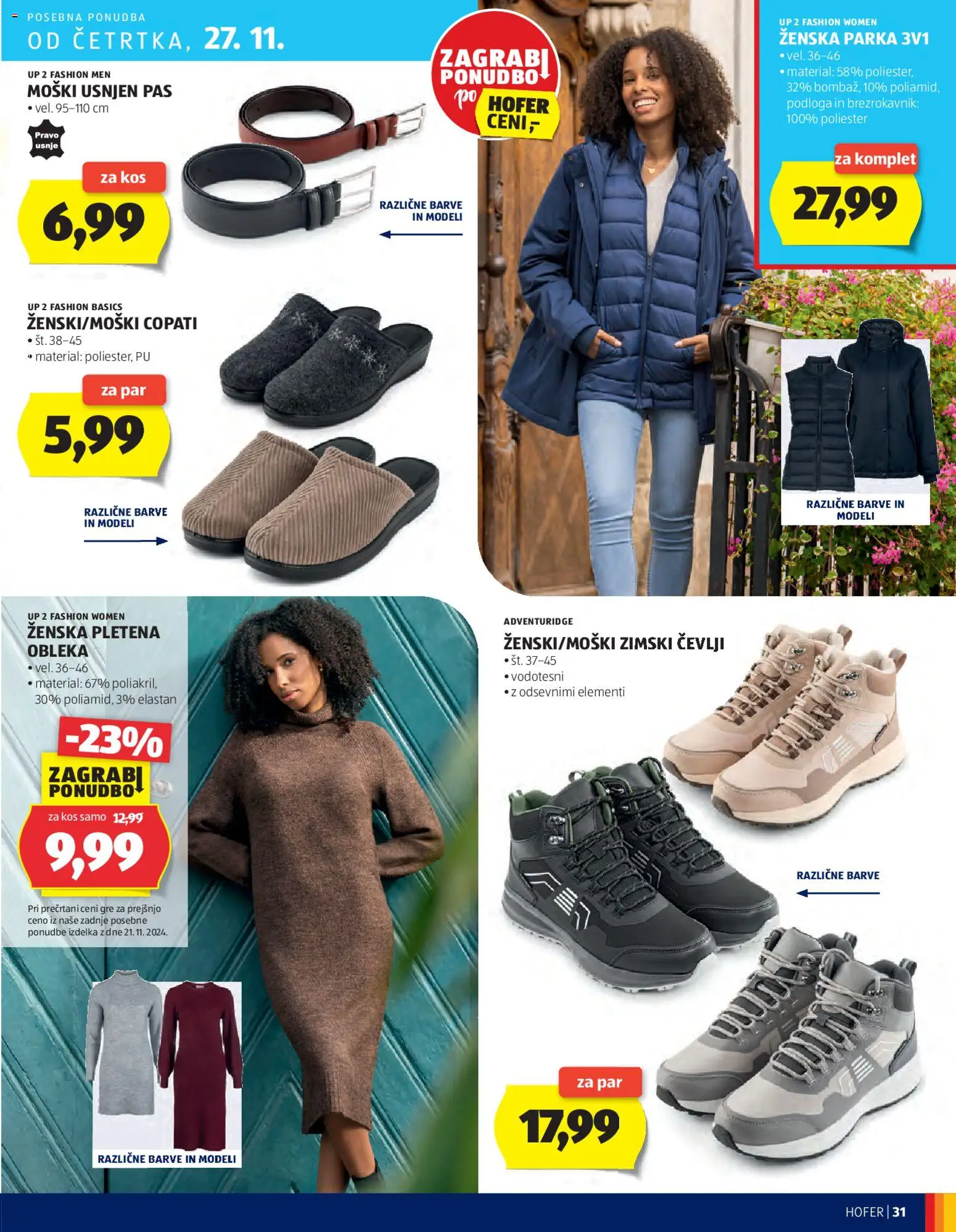 Novi Hofer katalog ponudbe – veljaven od 20.11.2025 | Stran: 31 | Izdelki: Kos, Podloga, Brezrokavnik, Pas