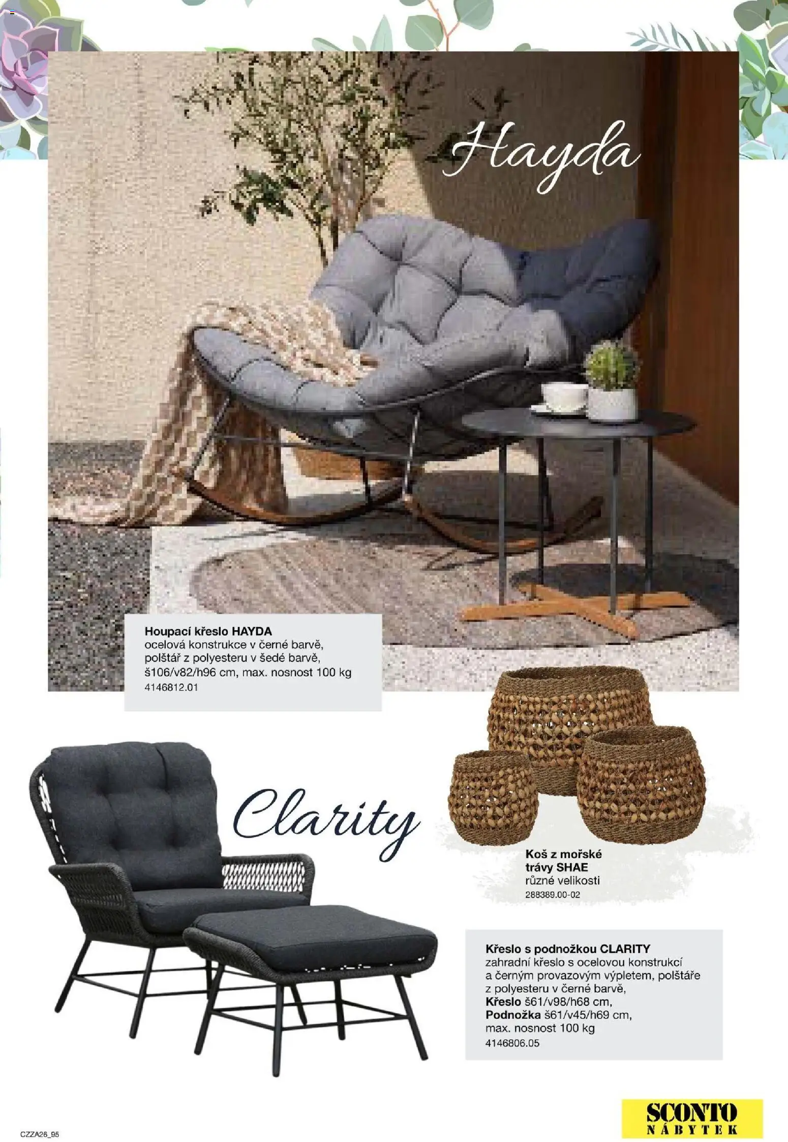 Sconto nábytek katalog - Zahradní speciál od 01.01.2026 | Strana: 95 | Produkty: Nábytek, Polštář, Křeslo, Koš