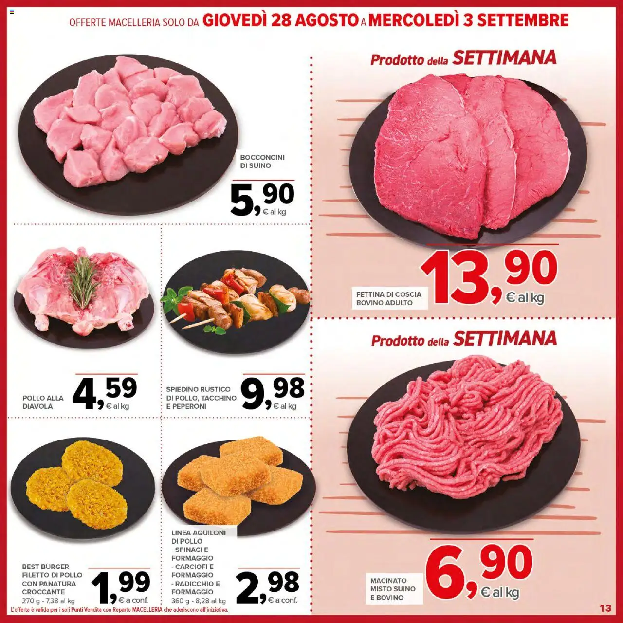 Volantino Todis del 21.08.2025 | Pagina: 13 | Prodotti: Bovino, Pollo, Suino, Tacchino