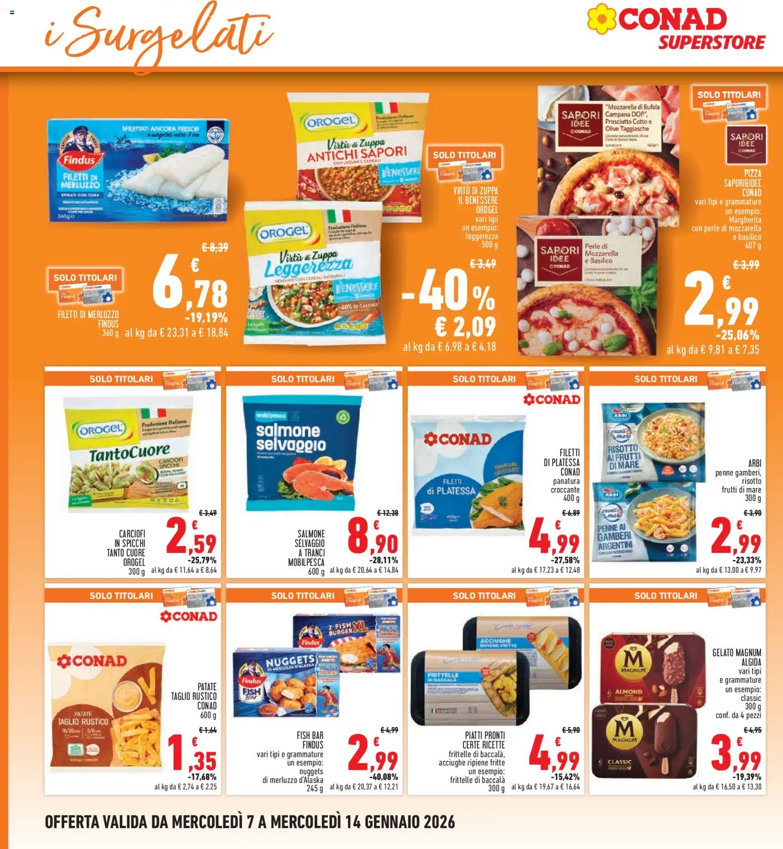 Volantino Conad del 07.01.2026 | Pagina: 18 | Prodotti: Salmone, Gelato, Carciofi, Basilico