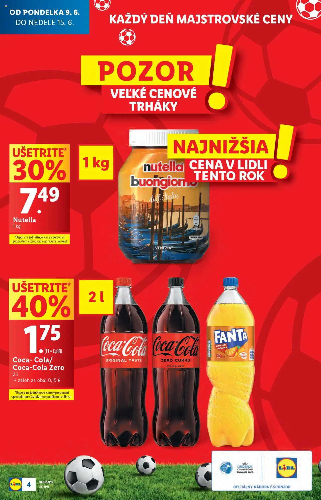 Lidl leták │ platný od 09.06.2025 | Strana: 4 | Produkty: Fanta, Nutella