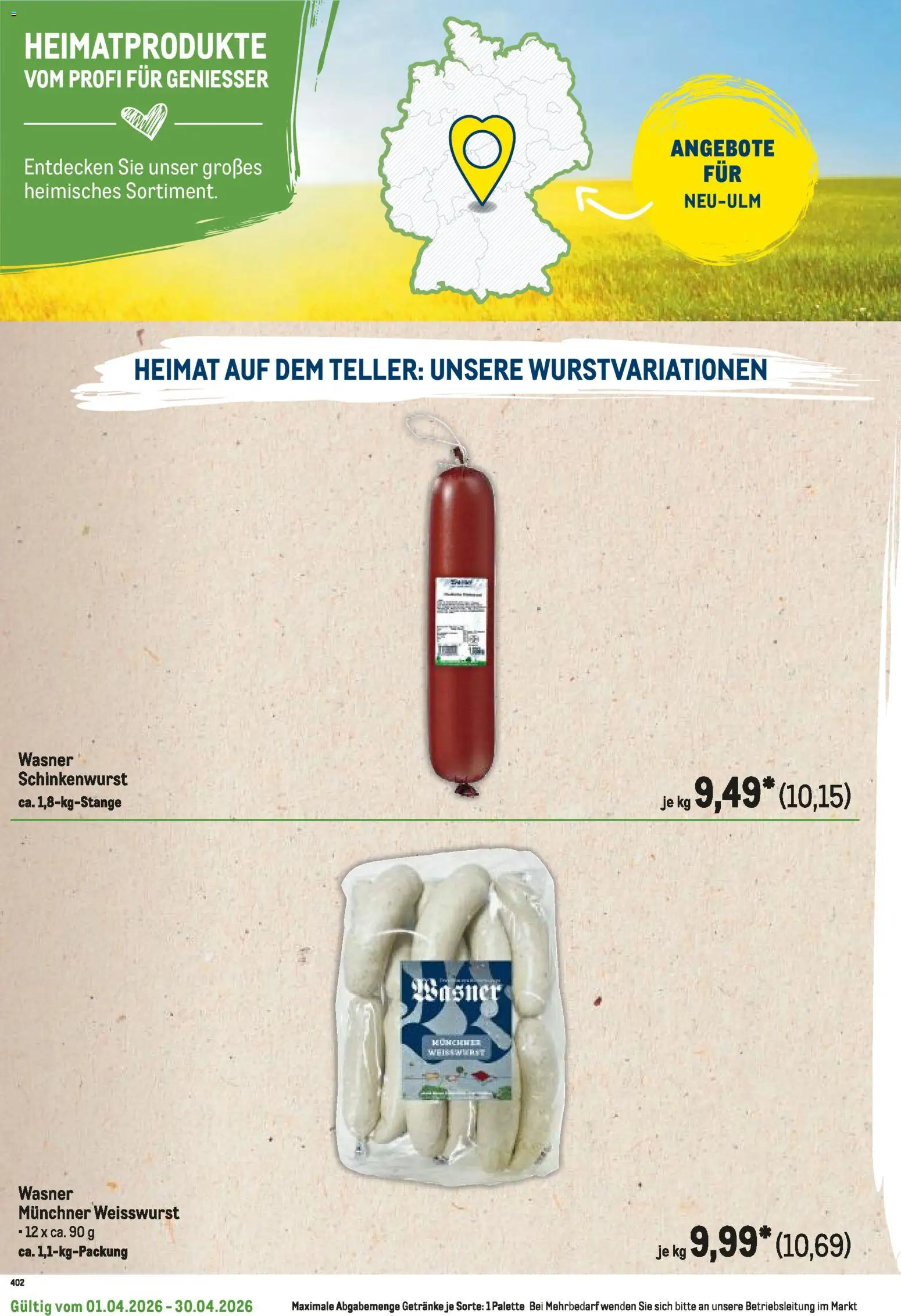 Metro Regionaler Flyer – gültig ab 01.04.2026 | Seite: 118 | Produkte: Weißwurst