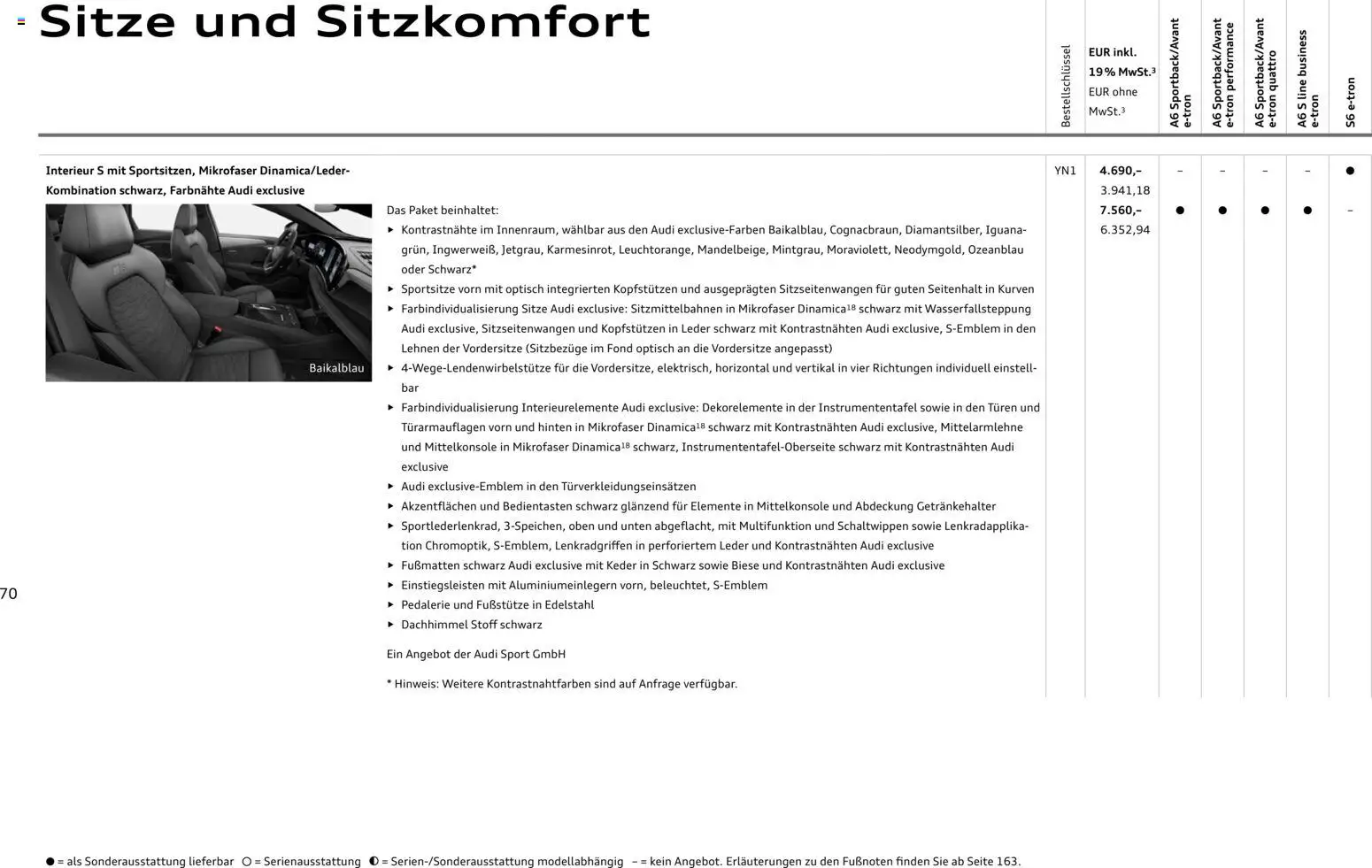 Audi  A6 e-tron – gültig ab 01.10.2025 | Seite: 70