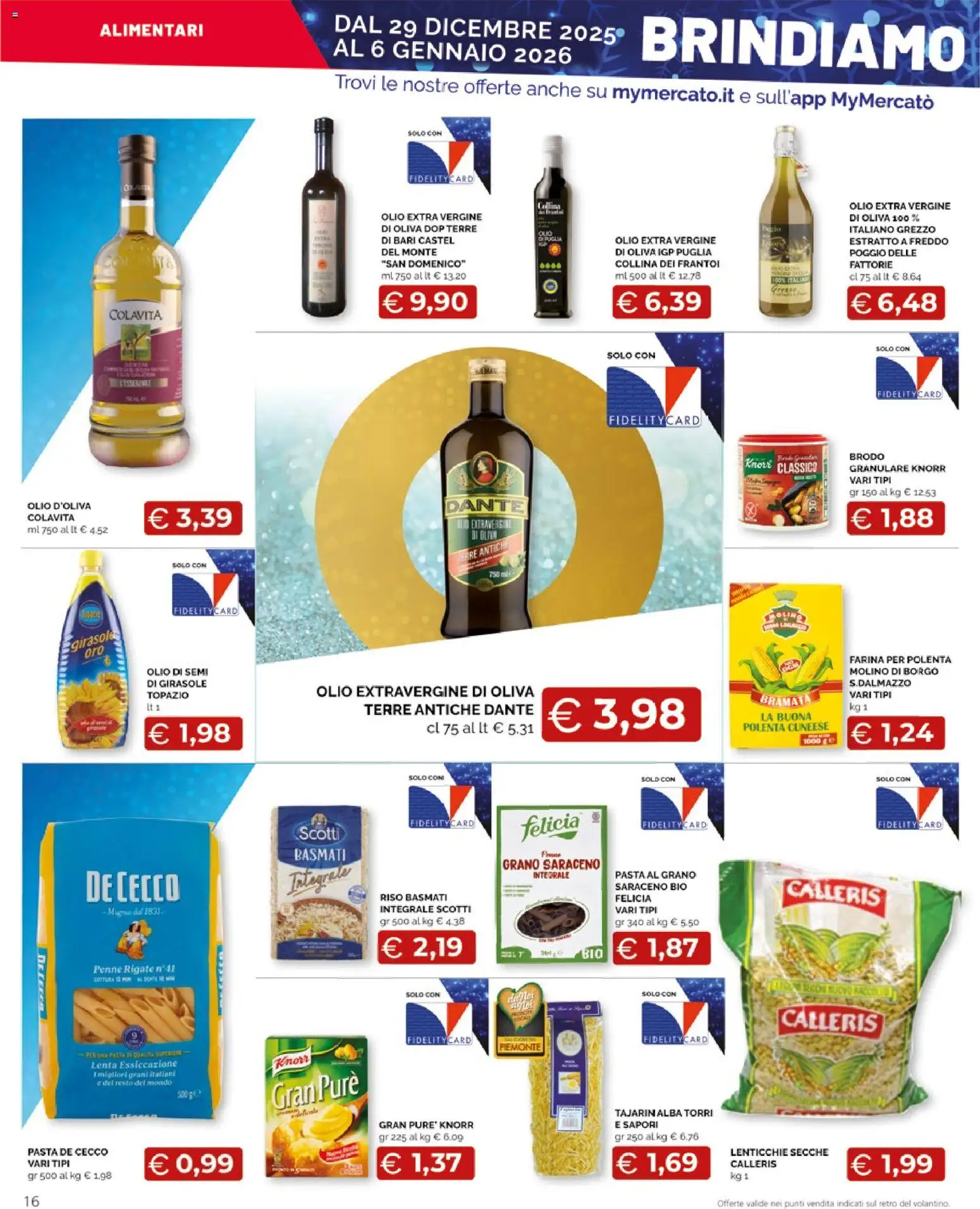 Volantino Mercatò del 29.12.2025 | Pagina: 16 | Prodotti: Riso Basmati, Lenticchie, Olio, Olio extra vergine