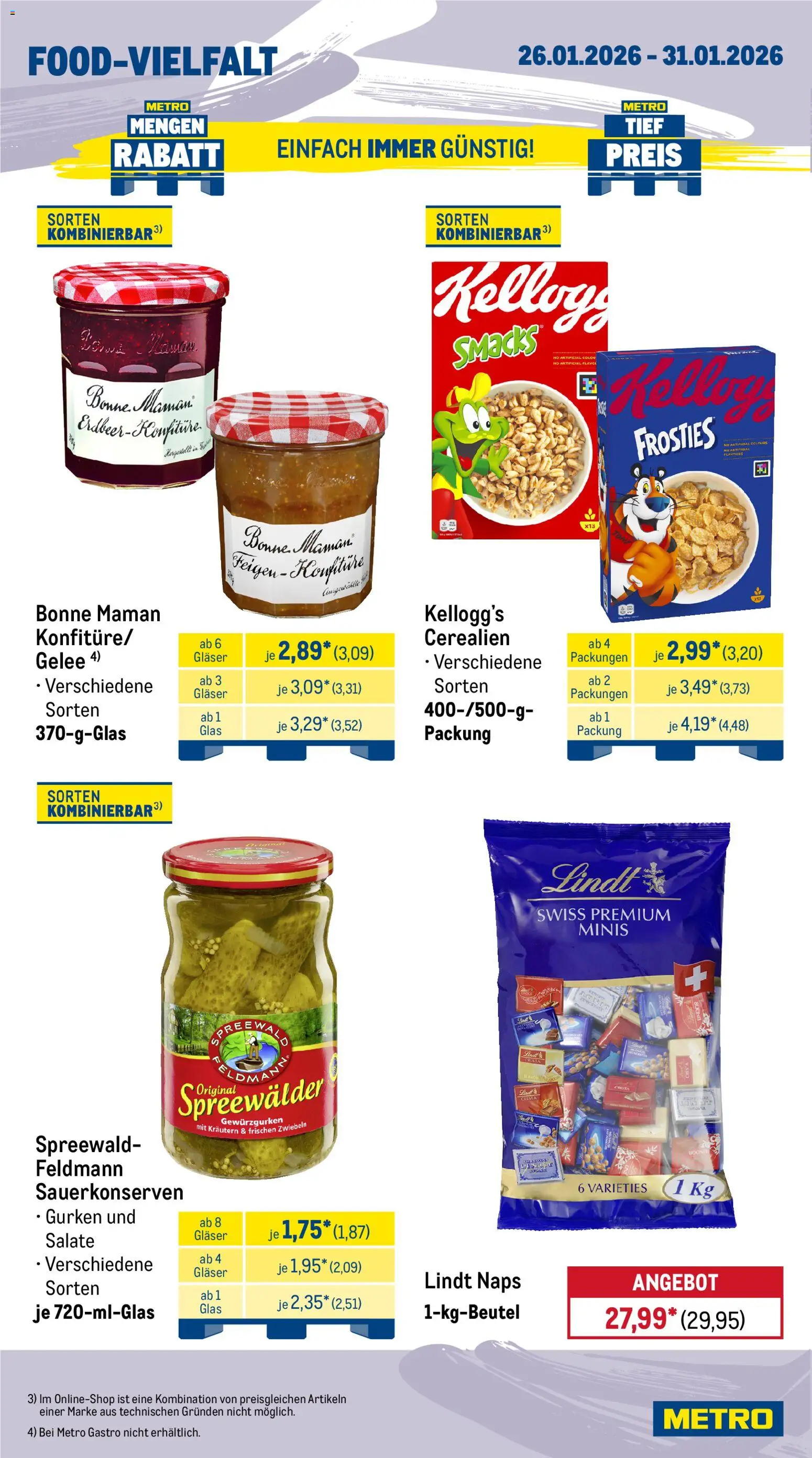 Metro Prospekt 	 – gültig ab 26.01.2026 | Seite: 14 | Produkte: Kellogg's, Zwiebeln, Gurken, Bonne maman