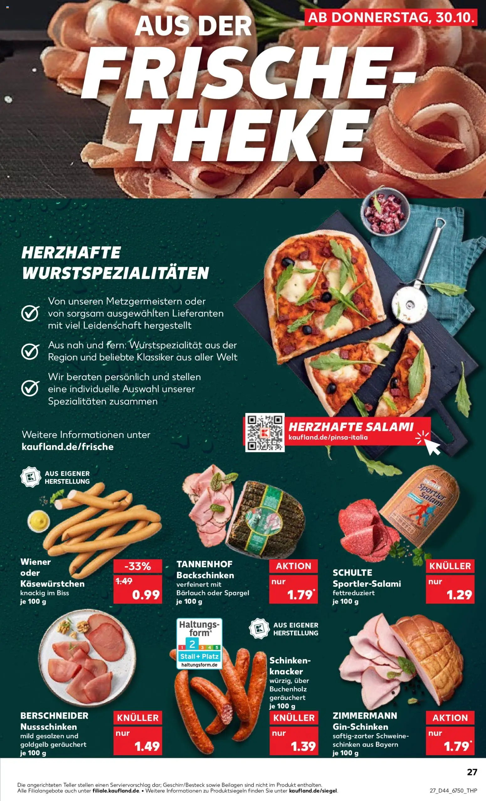 Kaufland prospekt Frankfurt (Oder)	 – gültig ab 30.10.2025 | Seite: 27 | Produkte: Theke, Spargel, Salami, Schinken