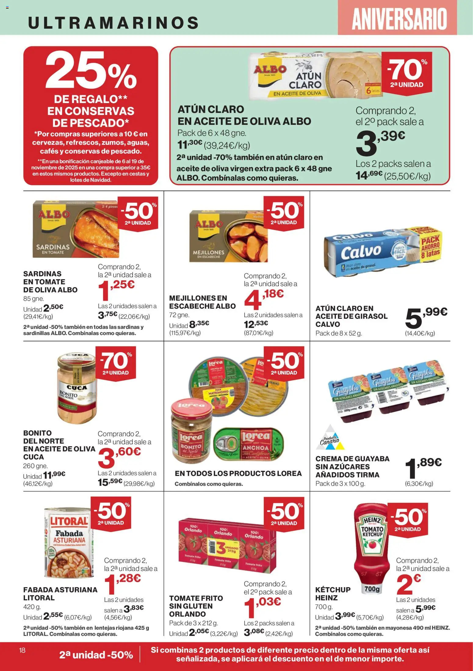 Supercor Canarias │ válido desde el 23.10.2025 | Página: 18 | Productos: Crema, Aceite de oliva, Aceite de oliva virgen extra, Anchoa