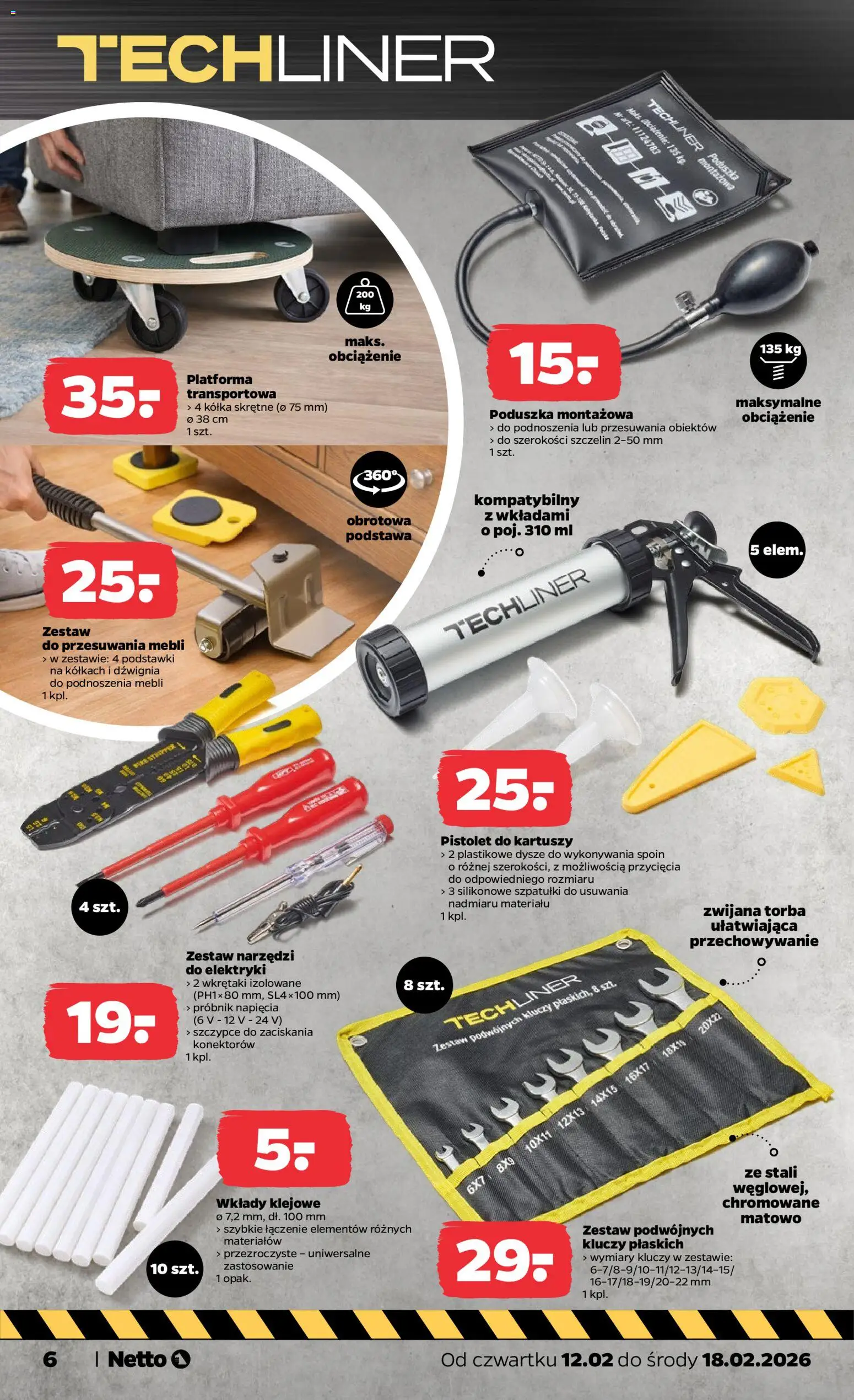 Netto gazetka - Non Food od 12.02.2026 | Strona: 6 | Produkty: Torba, Zestaw narzędzi, Poduszka