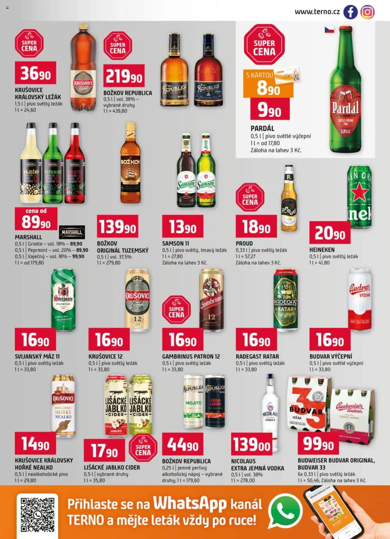 Terno leták - Blatná, Český Krumlov, Prachatice, Strakonice, Tábor, Zlín od 22.10.2025 | Strana: 13 | Produkty: Božkov Republica, Cider, Radegast, Gambrinus