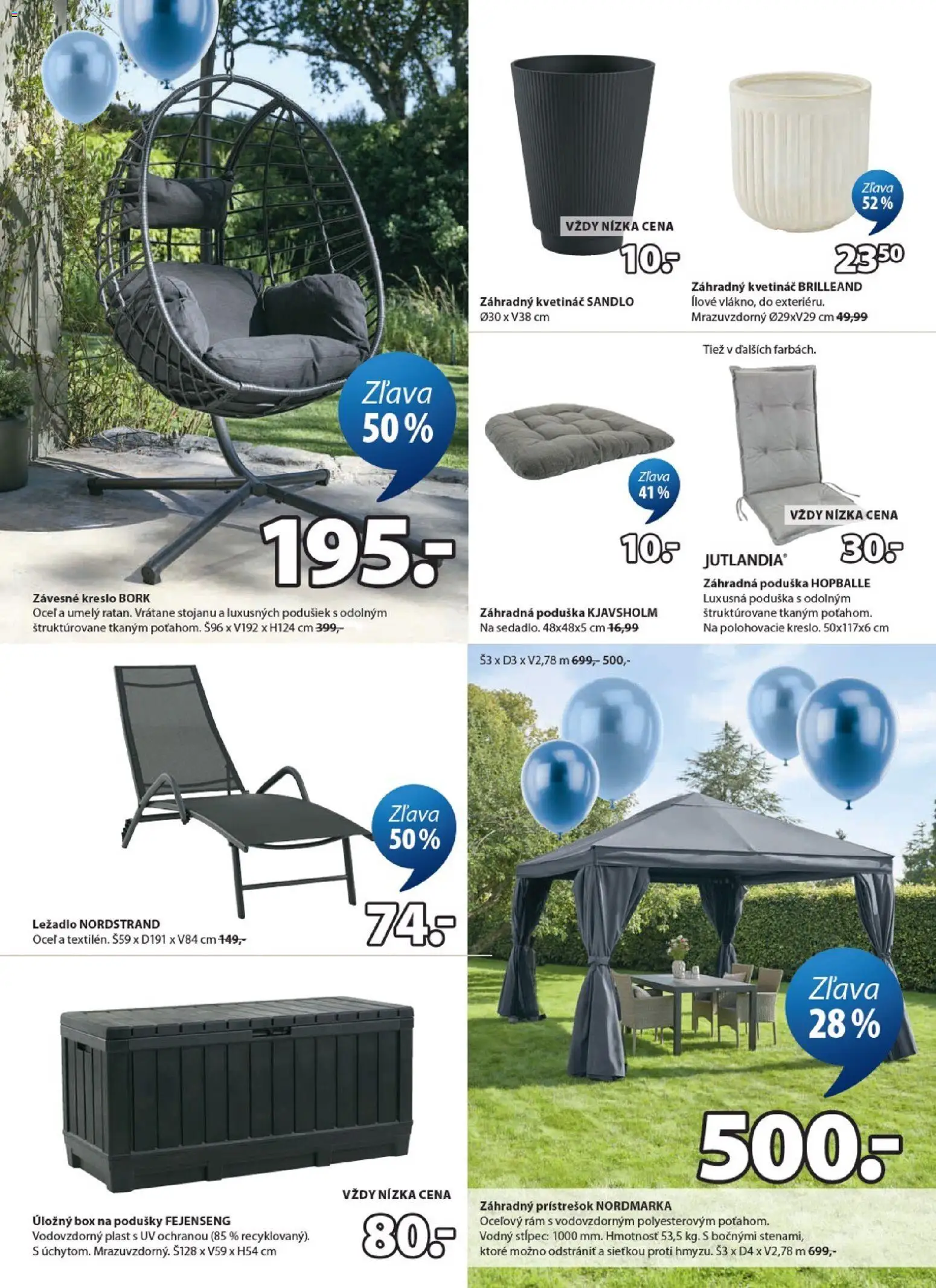 Nové JYSK akcie – leták je platný od 25.03.2026 | Strana: 2 | Produkty: Závesne kreslo, Rám, Ležadlo