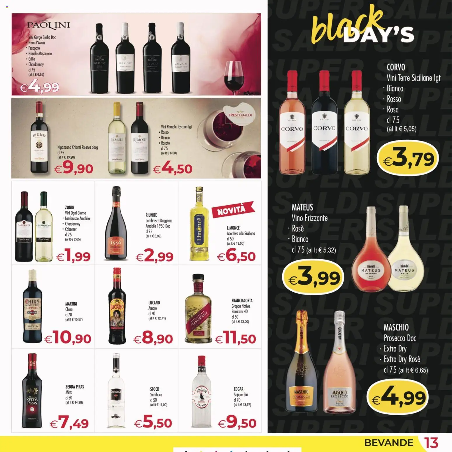 Volantino MerSi Supermercati del 17.11.2025 | Pagina: 13 | Prodotti: Gin, Vino, Amaro, Aperitivo