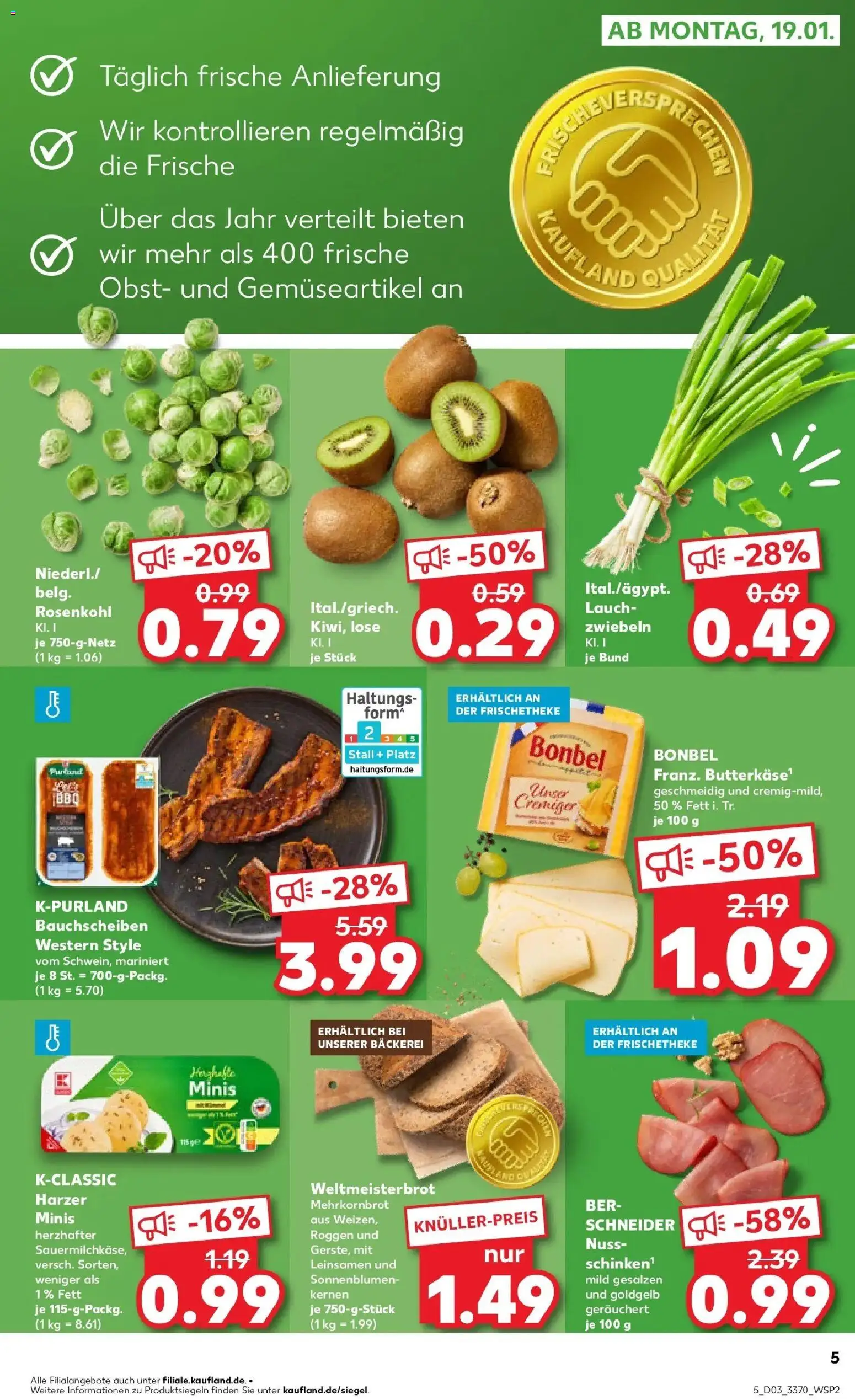 Kaufland prospekt Grimma	 – gültig ab 19.01.2026 | Seite: 5 | Produkte: Bäckerei, Butter, Zwiebeln, Obst