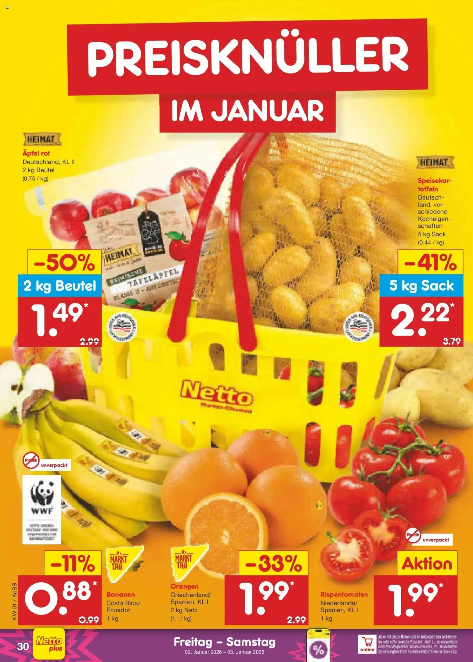 Netto Marken-Discount prospekt Bonn	 – gültig ab 28.12.2025 | Seite: 44 | Produkte: Äpfel, Bananen, Orangen