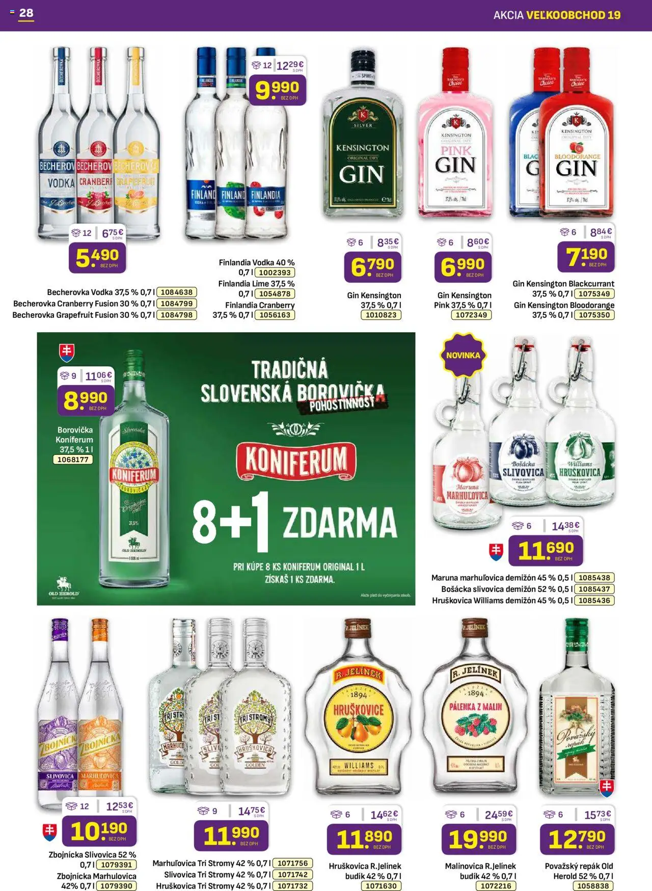 Nové Libex akcie – leták je platný od 22.09.2025 | Strana: 28 | Produkty: Becherovka, Gin, Finlandia, Budík
