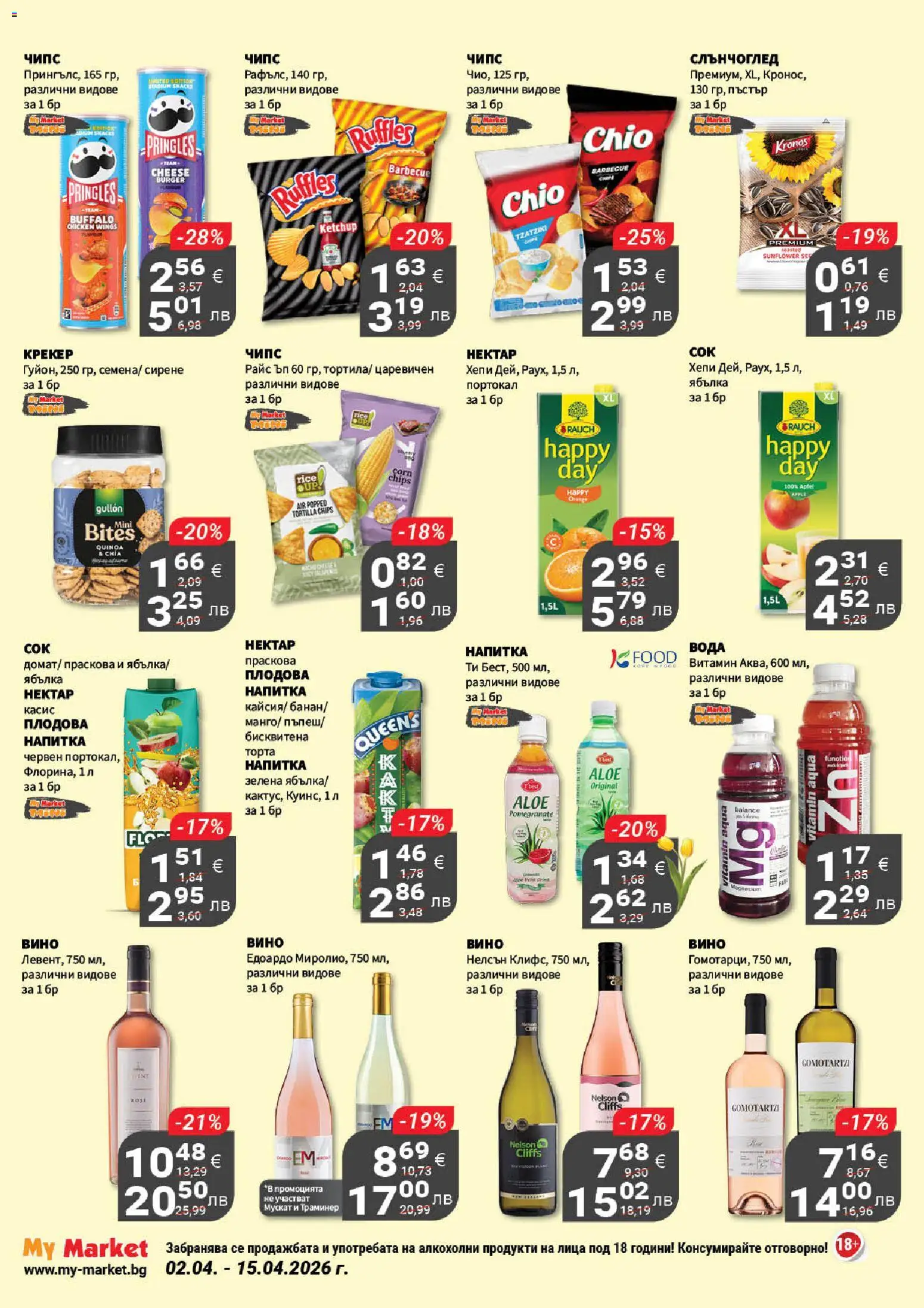 {H1} | Страница: 18 | Продукти: Вода, Сирене, Вино, Напитка