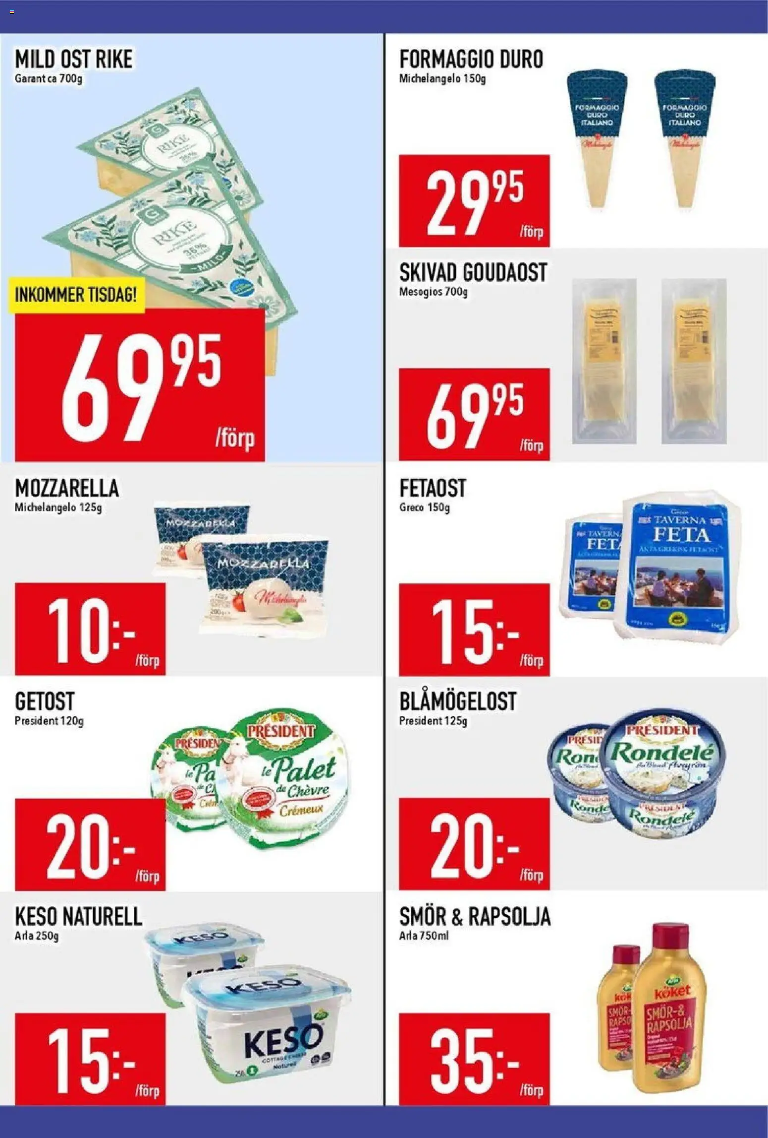 Matdax reklamblad aktuell från 27.10.2025 | Sida: 9 | Produkter: Fetaost, Smör, Rapsolja, Ost