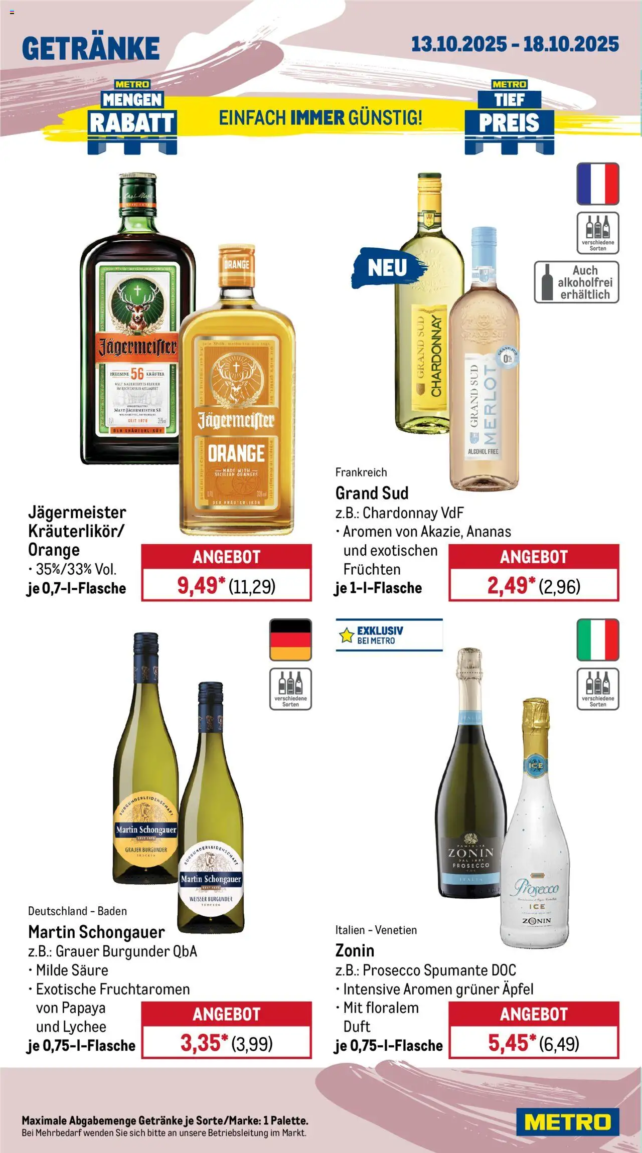 Metro Prospekt 	 – gültig ab 13.10.2025 | Seite: 16 | Produkte: Merlot, Ananas, Prosecco, Grand sud