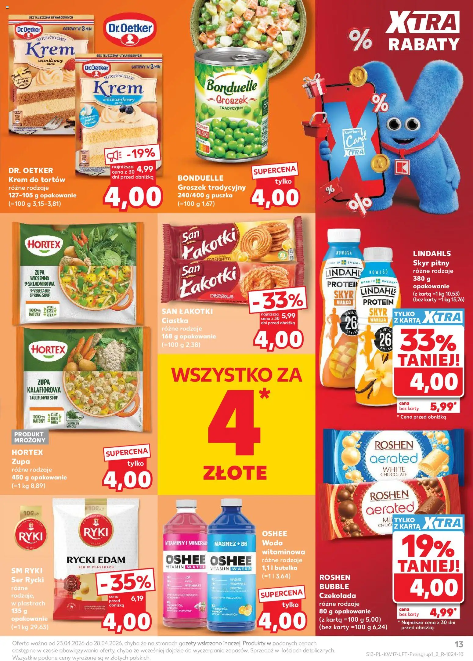 Kaufland gazetka od 23.04.2026 | Strona: 13 | Produkty: Karta, Groszek, Ser, Woda