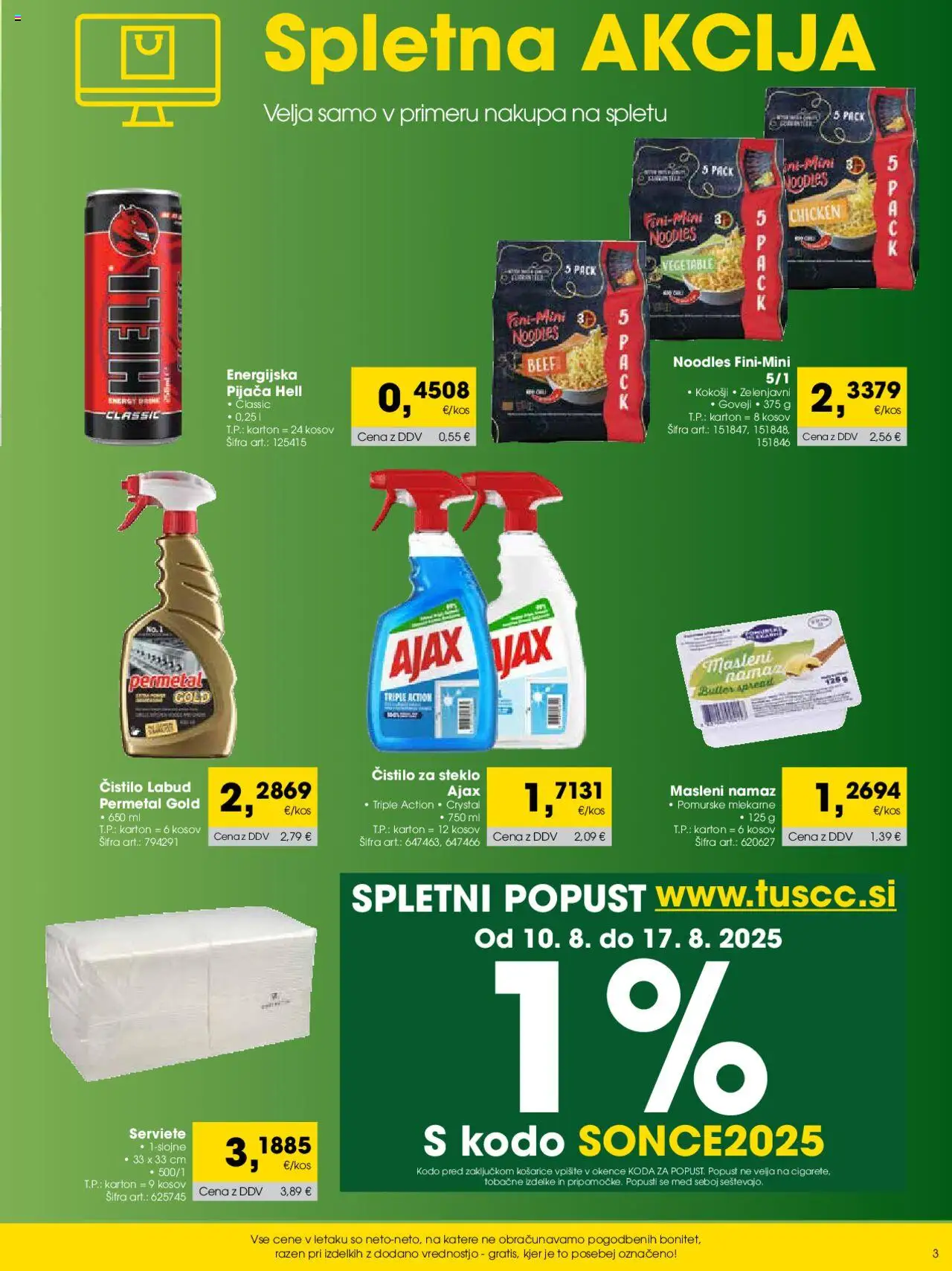 Tuš katalog cash & carry trgovec │ velja od 01.08.2025 | Stran: 3 | Izdelki: Čistilo za steklo, Namaz
