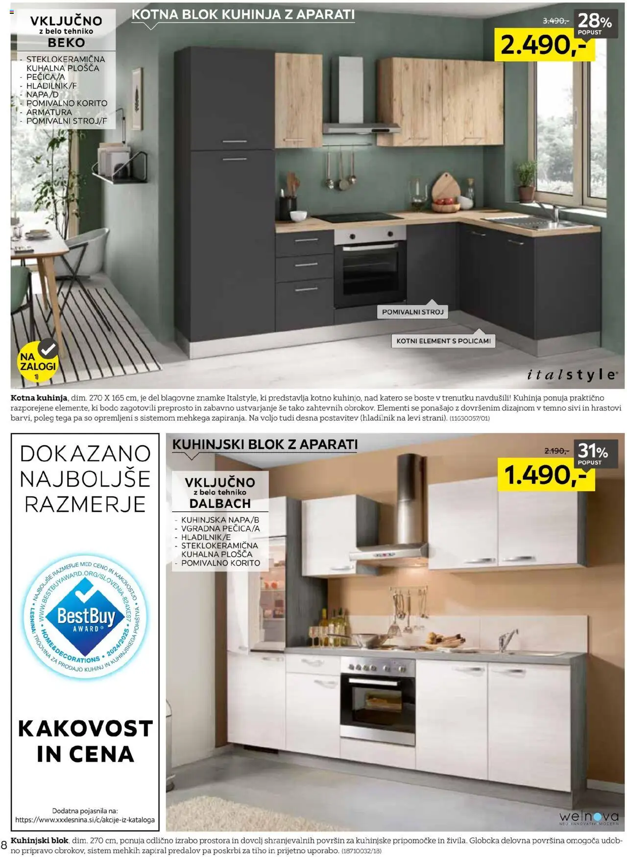 XXXL Lesnina katalog popolna kuhinja │ velja od 19.08.2025 | Stran: 8 | Izdelki: Kuhalna plosca, Pomivalni stroj, Kuhinja, Blok